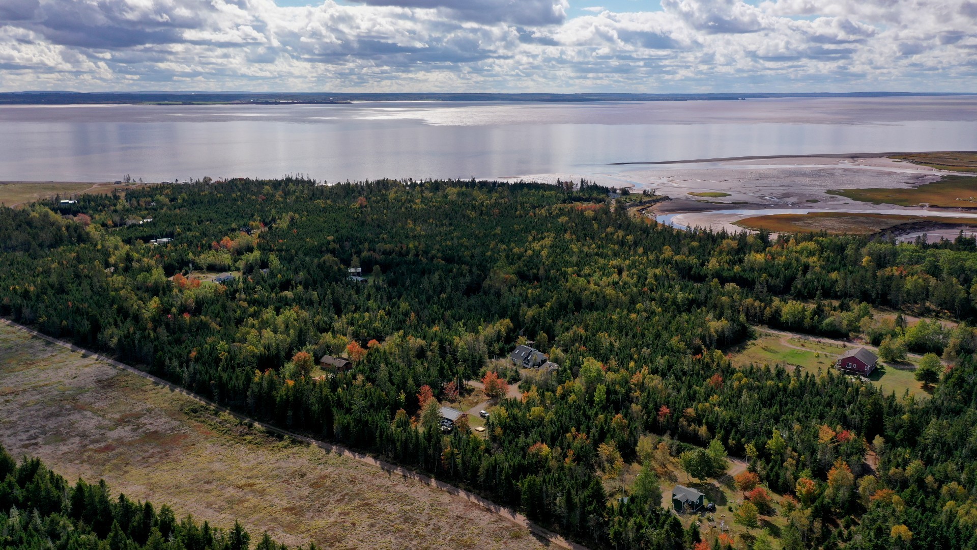 Portapique is nestled on the shores of Cobequid Bay, which leads into the Bay of Fundy. Along the eastern edge, there is a dirt road along a blueberry field that the gunman used to get out of the community. (Steve Lawrence/CBC)