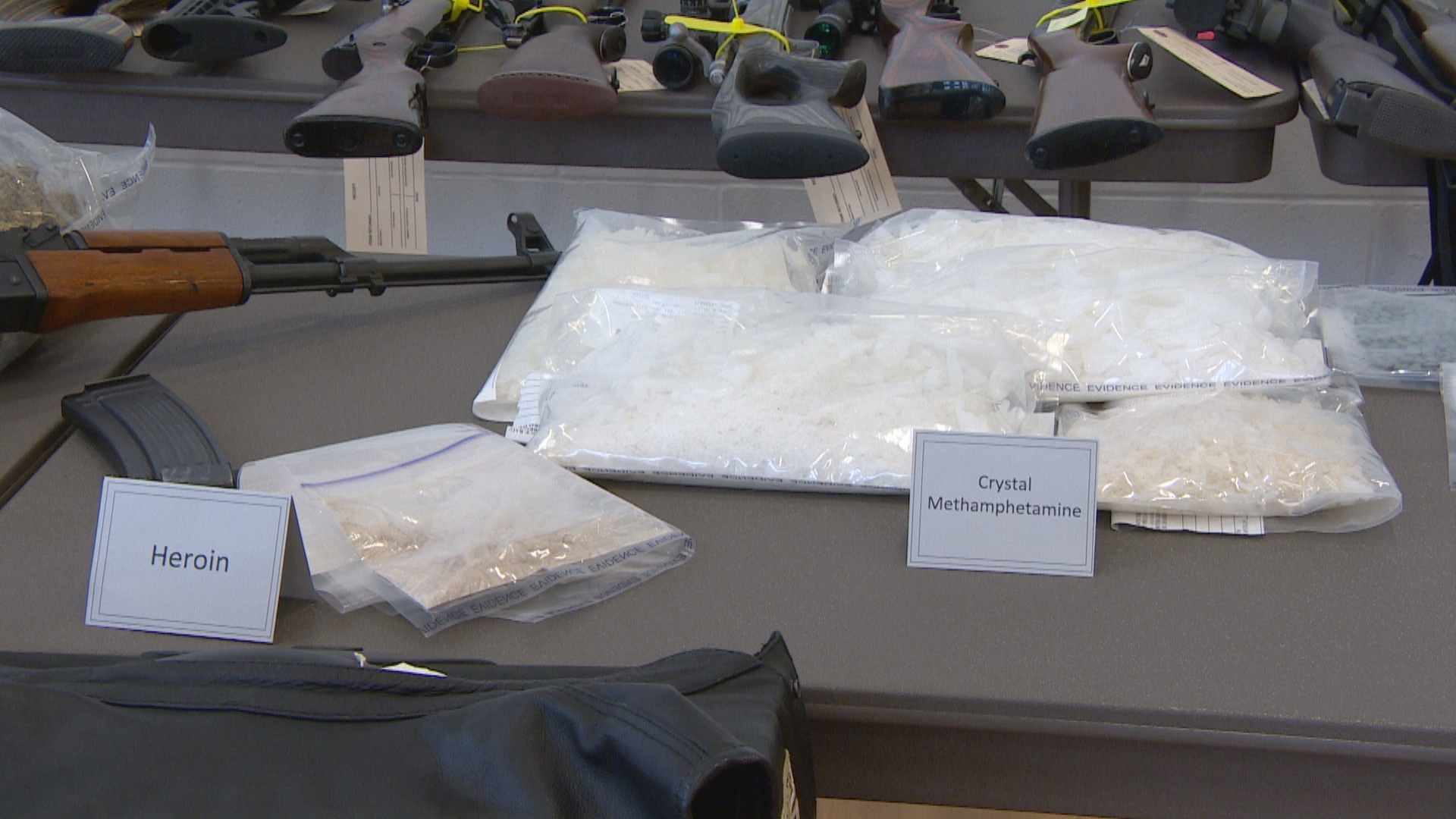 Bags of heroin, crystal meth, fake oxycontin and cocaine were seized in the raids. (CBC)