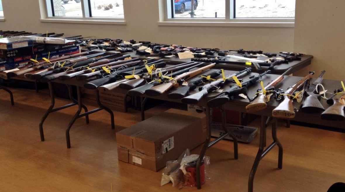 Police seized about 200 firearms, including prohibited and restricted firearms in Project Forseti (CBC)