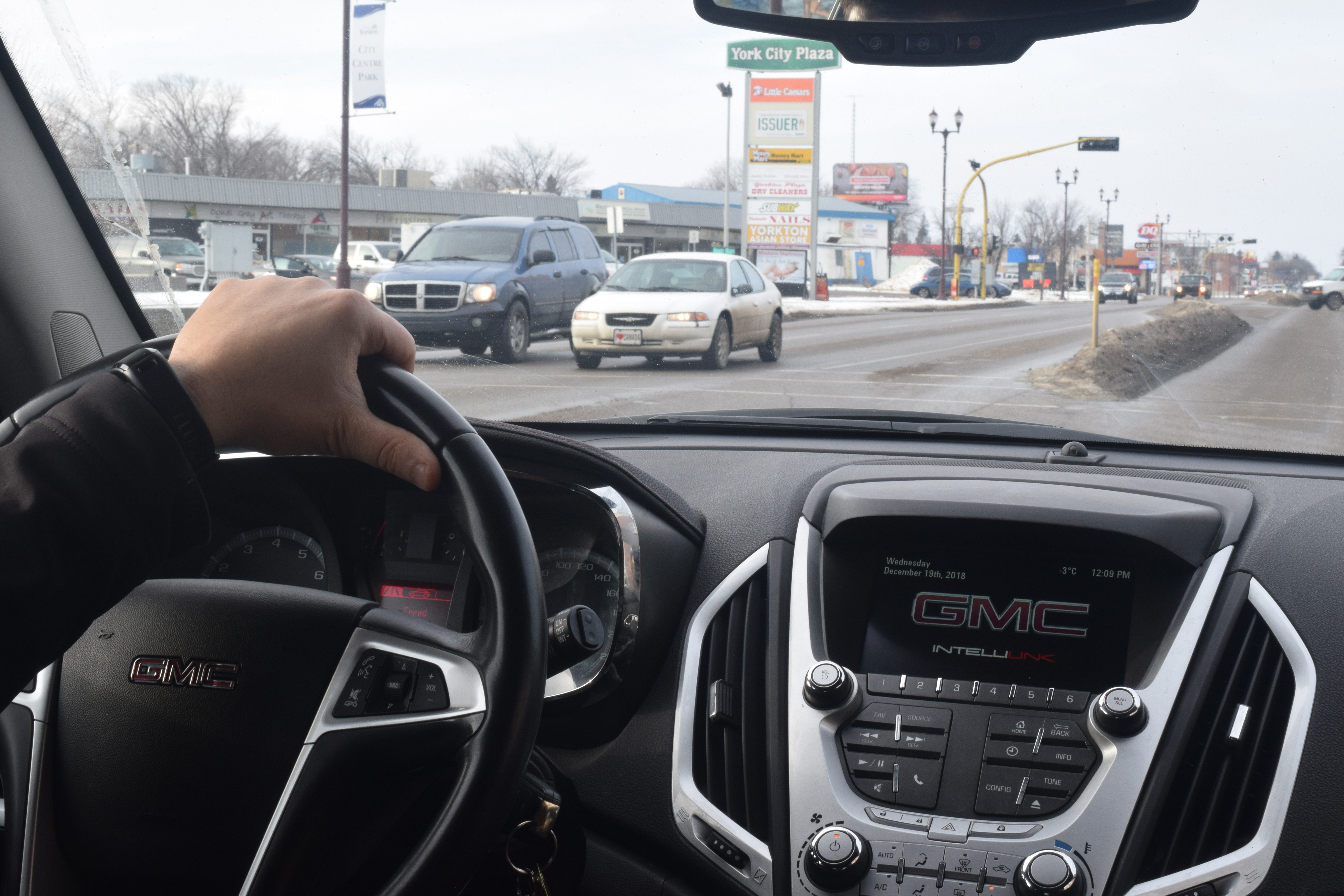 An RCMP officer drives the route that Mekayla followed on her last known day in Yorkton in 2018.