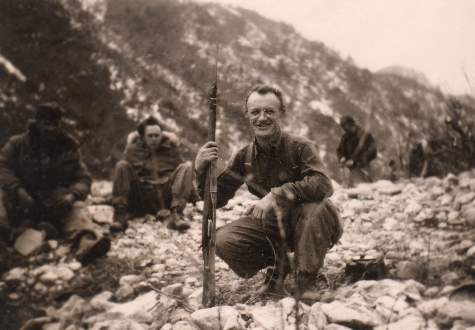Rushton, pictured here in Korea, felt the strain of his injuries in the Second World War when he served in Korea.