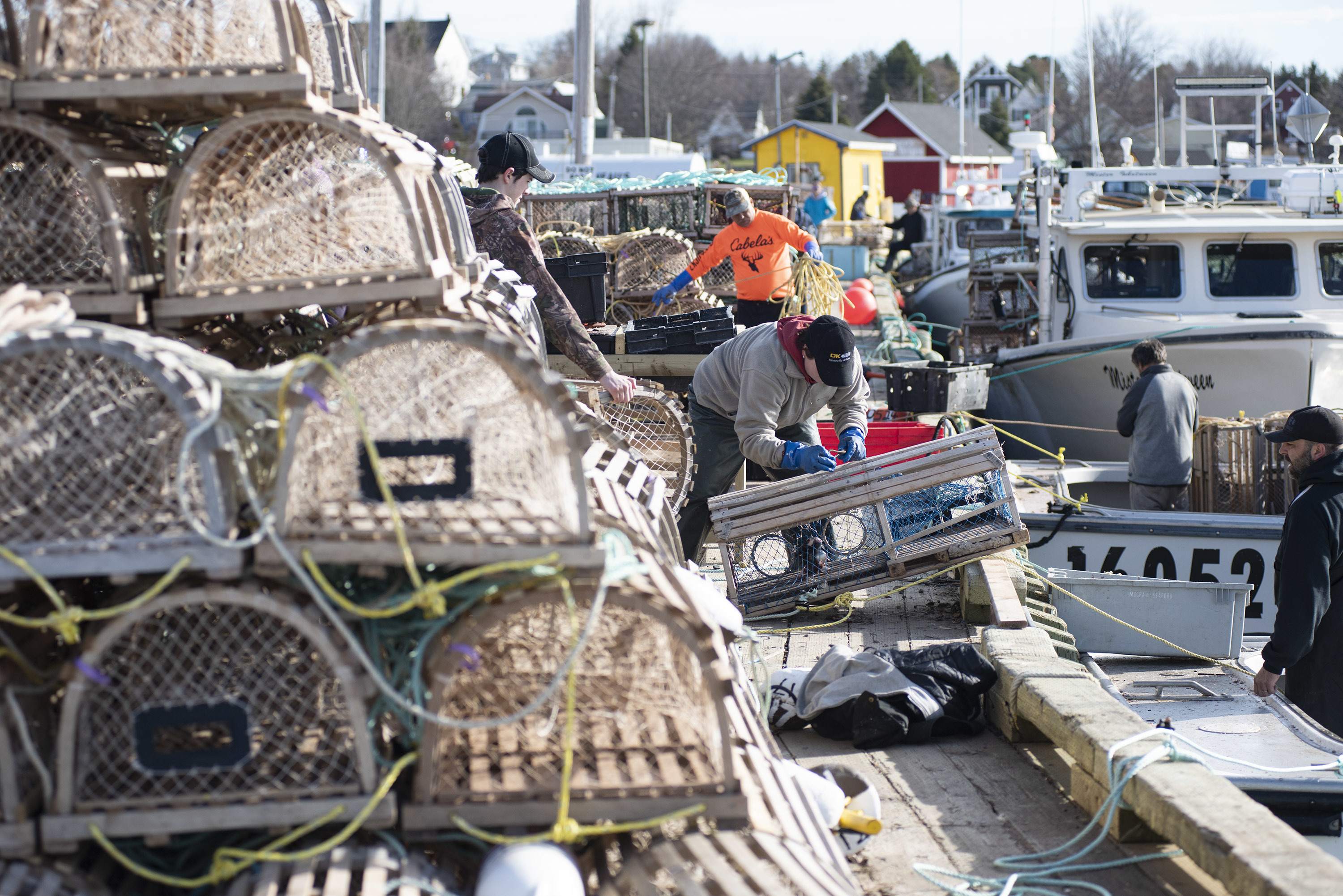 When most of the boats are docked and loading traps there is not much room on the wharf. (Brian McInnis)