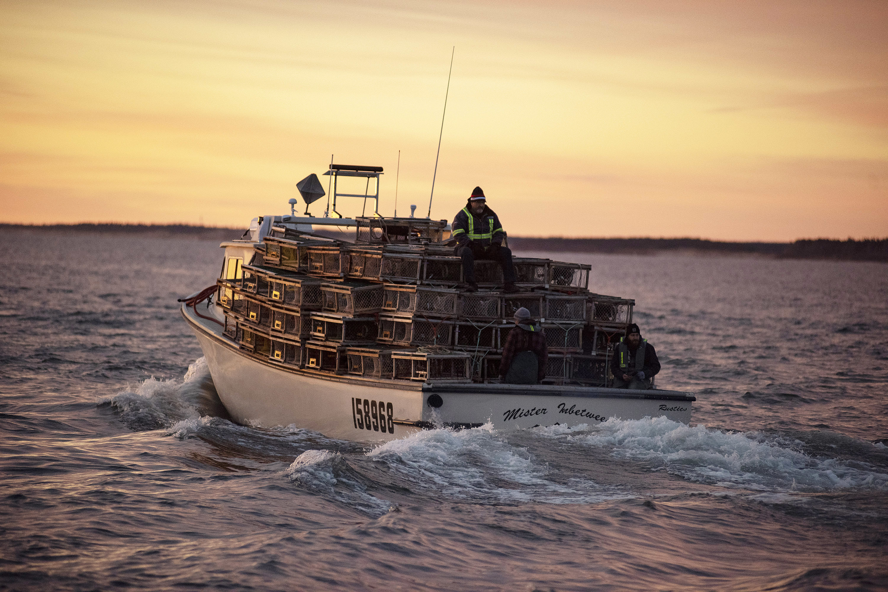 Mister In-Between and its load of traps leaves the North Rustico Harbour. (Brian McInnis)