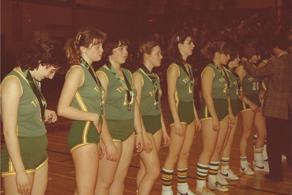 Fertuck, third from the left, with her senior girls provincial basketball team after winning silver in 1981. (Submitted)