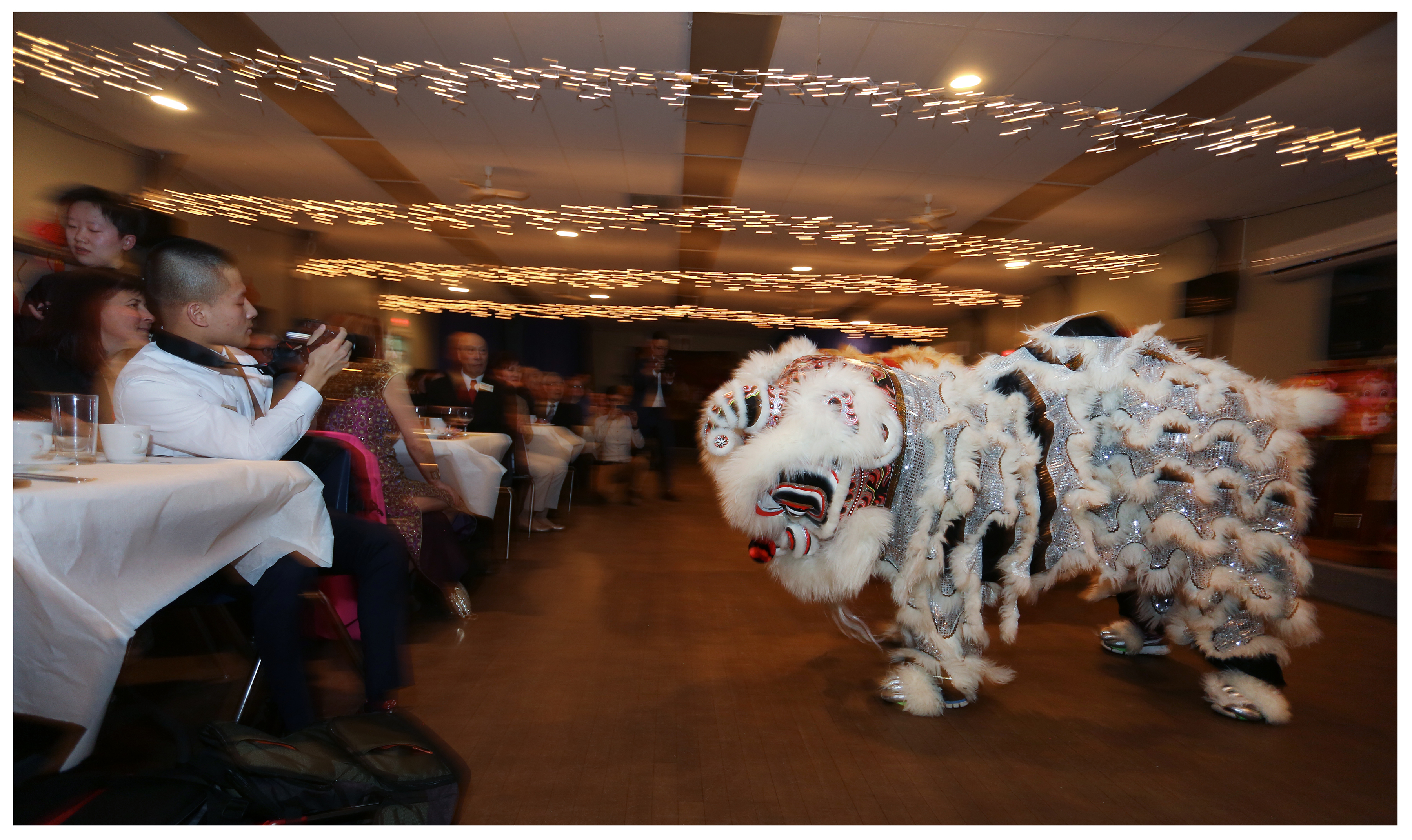 Snowy the lion takes a bow for guests at the Chinese Association of Newfoundland and Labrador's celebration. The guests gathered at Branch 56 of the Royal Canadian Legion on Saturday night. 