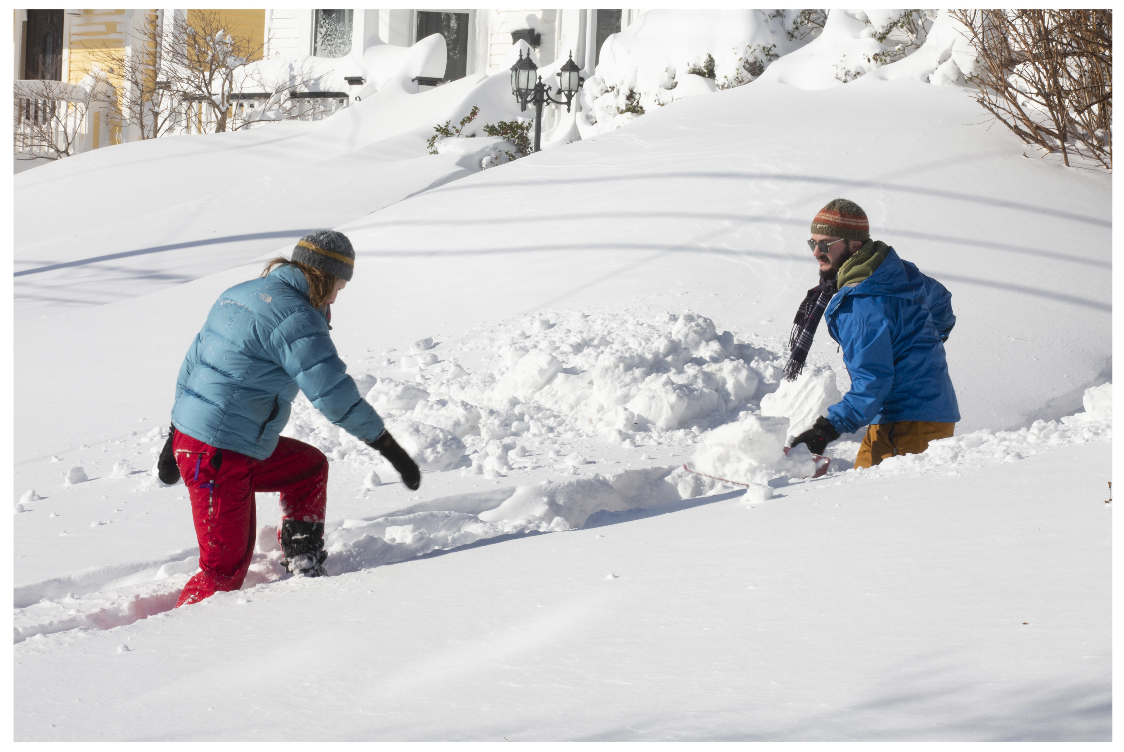 You have to start somewhere: Cleaning up the snowfall meant quite a bit of shovelling for many residents. Photo by Paul Daly