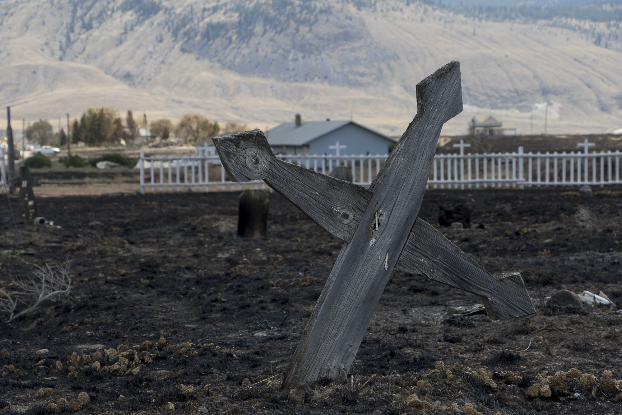 The cemetery was also ruined by wildfire. The Band is working to rebuild the site as well. (Tina Lovgreen/CBC)