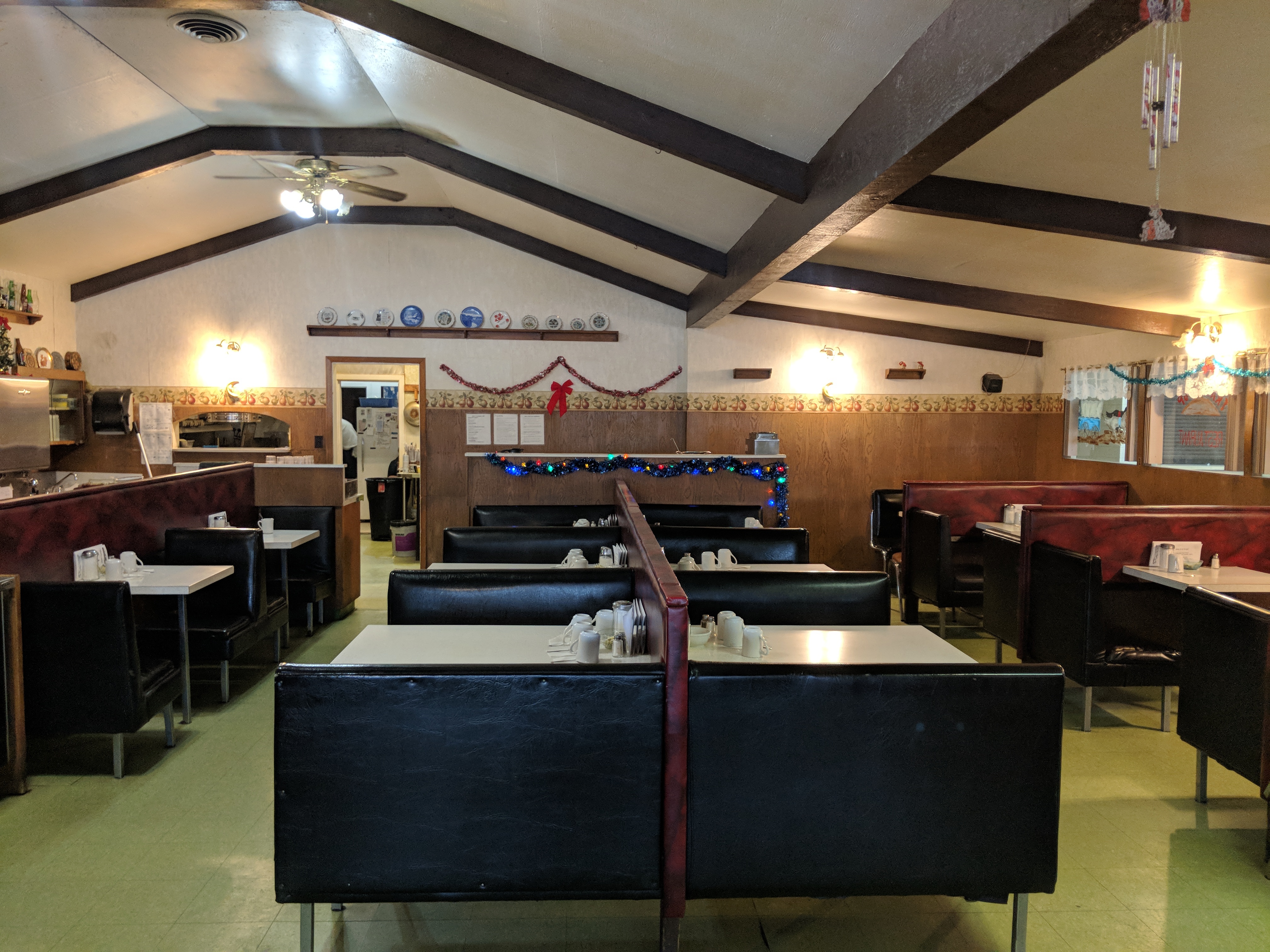 The inside of The Trail Stop Restaurant, where Mekayla ordered a poutine on April 12. She sat on the near side of the first middle booth on the left. Picture: Alicia Bridges