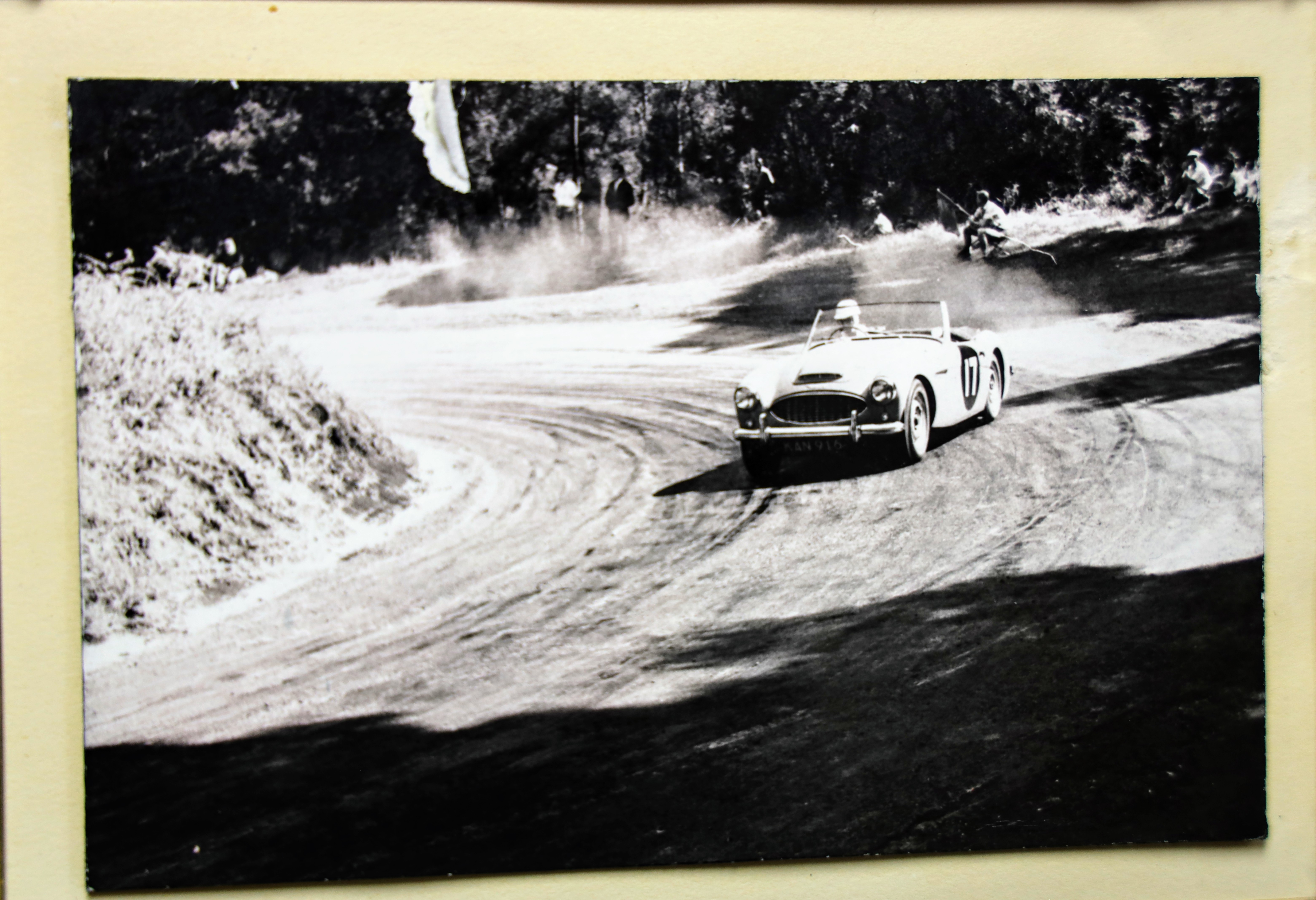 Stewart-Hunter proudly shared this photo of himself in his younger days,  behind the wheel of an Austin-Healey. 