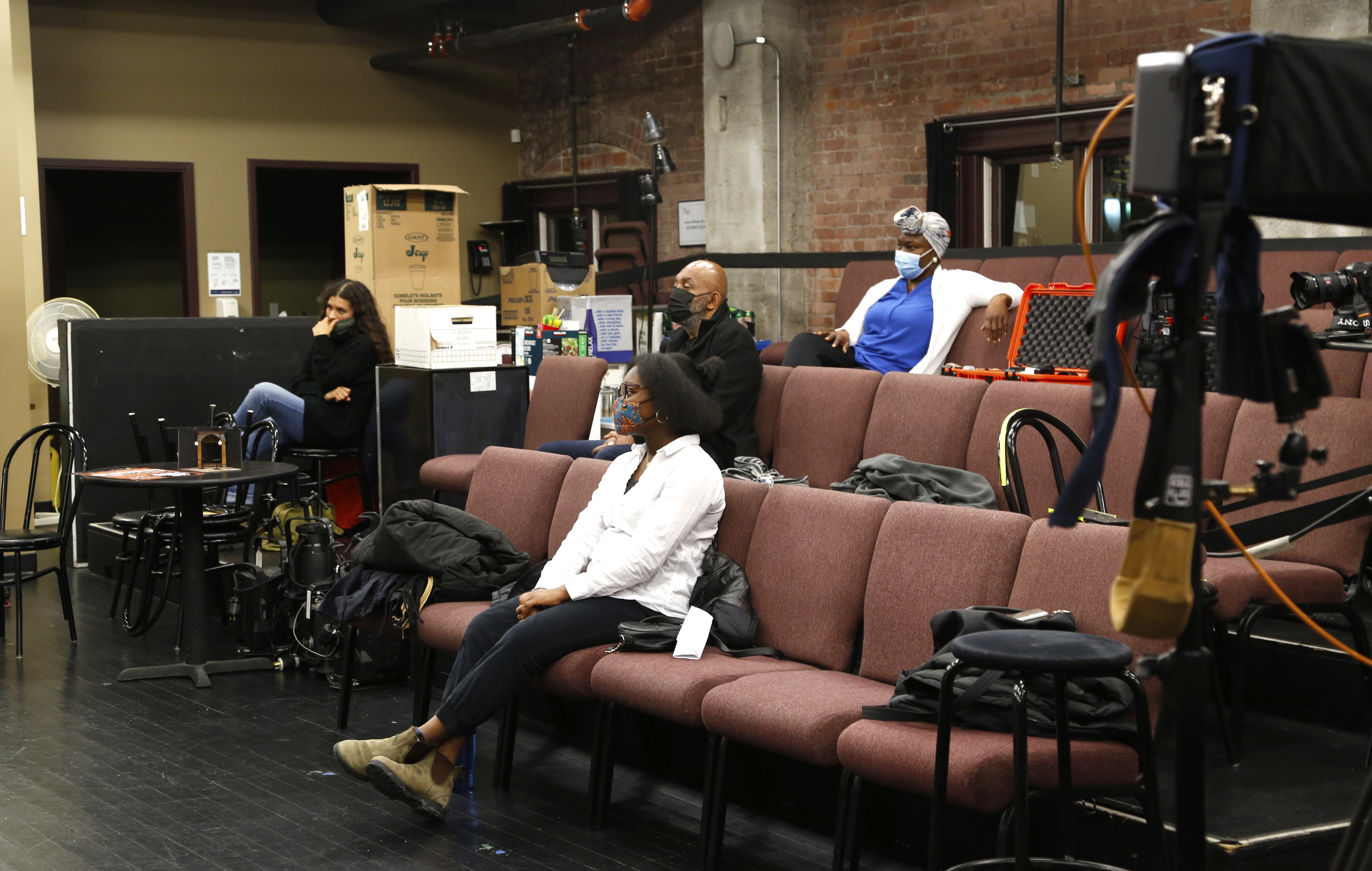 The actors, all volunteers, met once a week with Wray at the Saint John Theatre Company to rehearse. (Maria Jose Burgos/CBC)