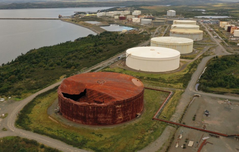 The Come By Chance oil refinery facility is pictured in this photo from late September. (CBC)