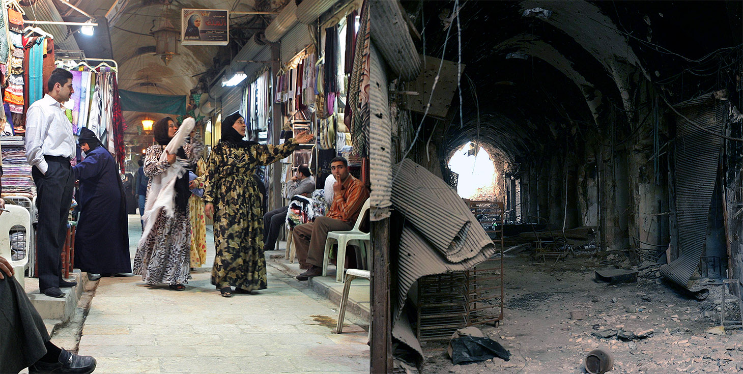 So was the city's famous market, seen here in 2006 and then again in 2013. (Reuters)