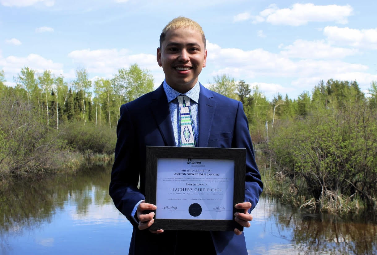 Ashton Janvier, 28, was an unemployed oilsands worker when he started the Dene teaching program. (Submitted by Ashton Janvier)