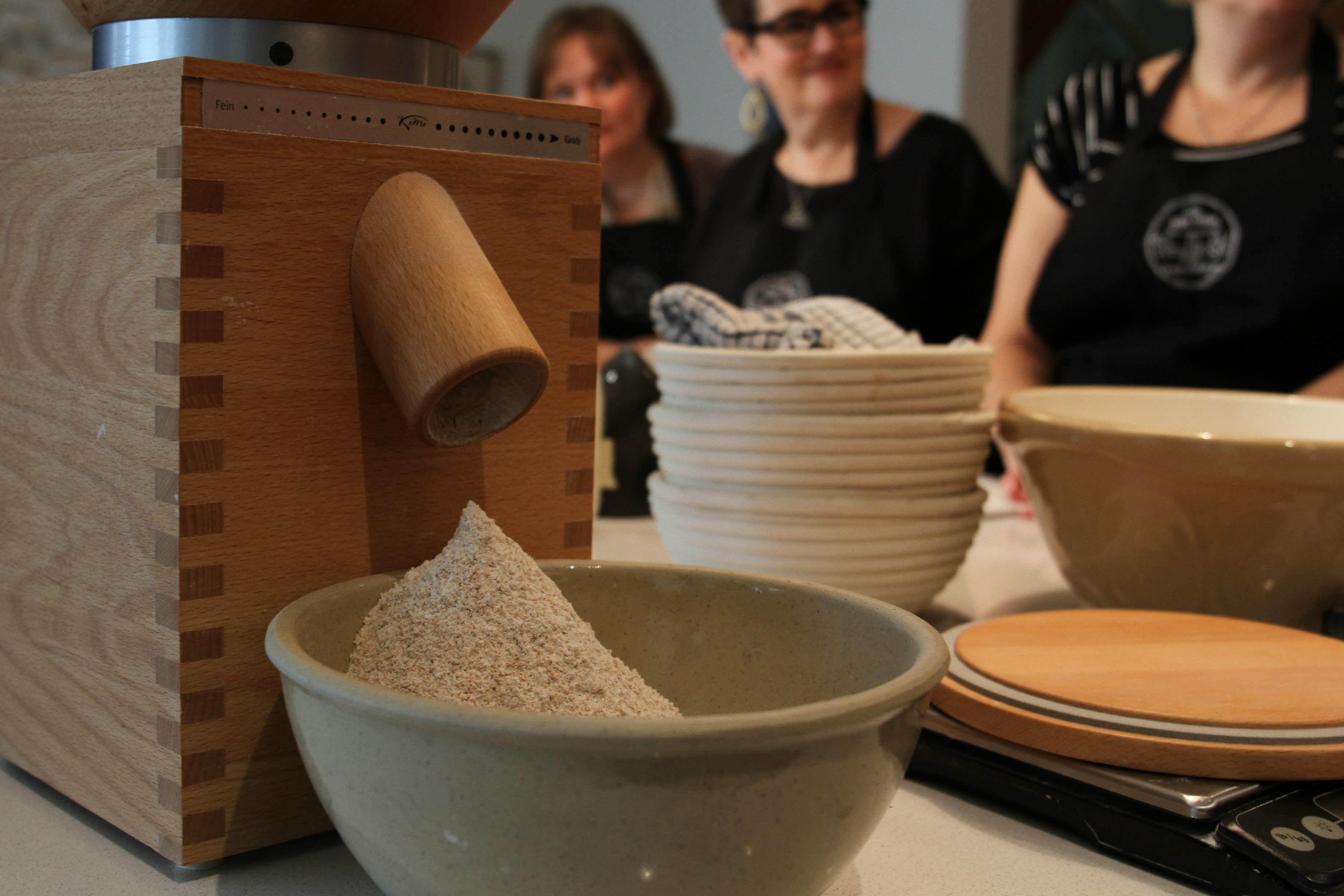 Whittaker mills her own flour for her sourdough bread (Josee St-Onge/CBC)