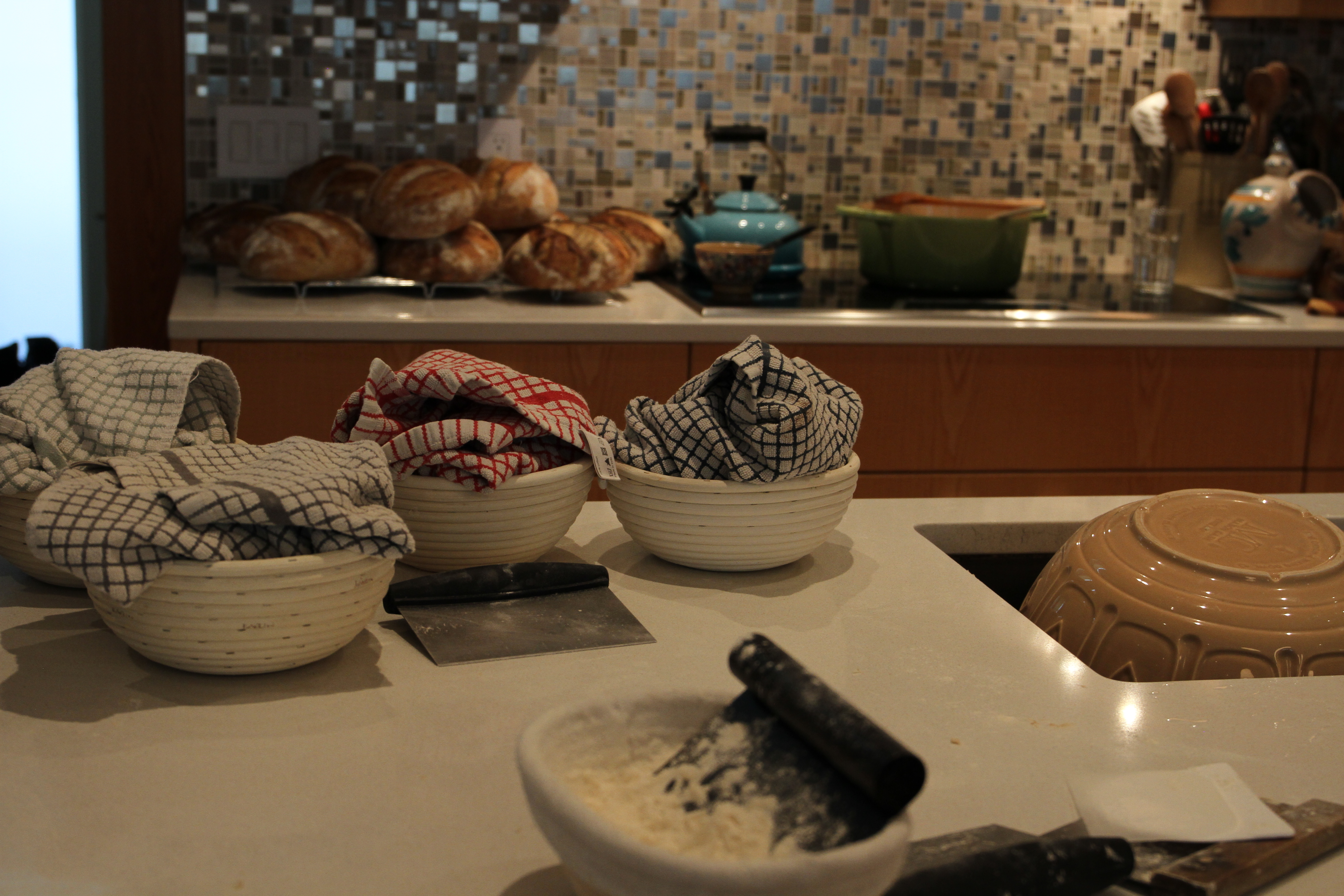 Bread rising, wrapped lovingly in a tea towel (Josee St-Onge/CBC)