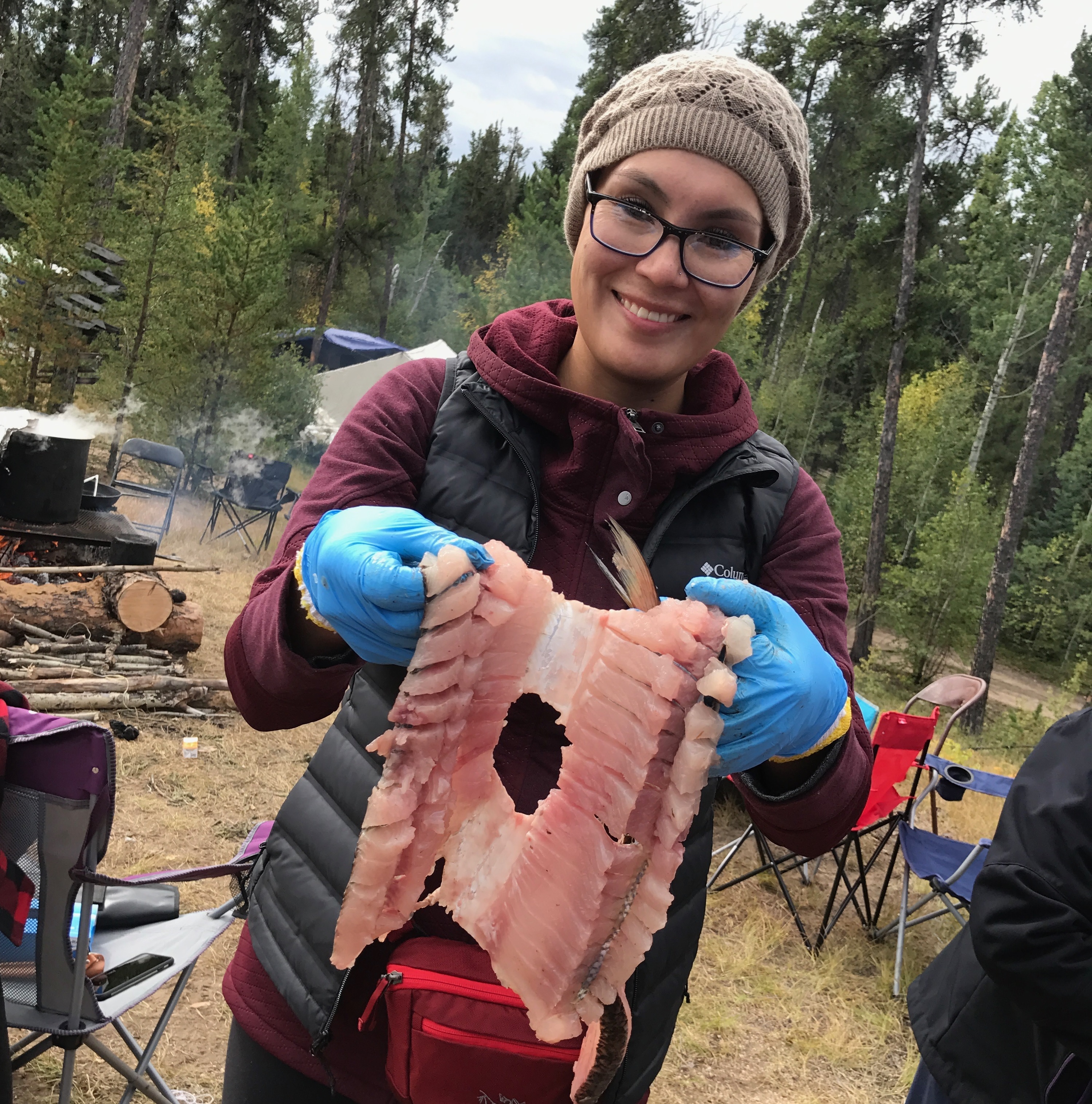 Cora Lemaigre learned to snare rabbits and fillet fish during Dene culture classes. (Submitted by Cora Lemaigre)