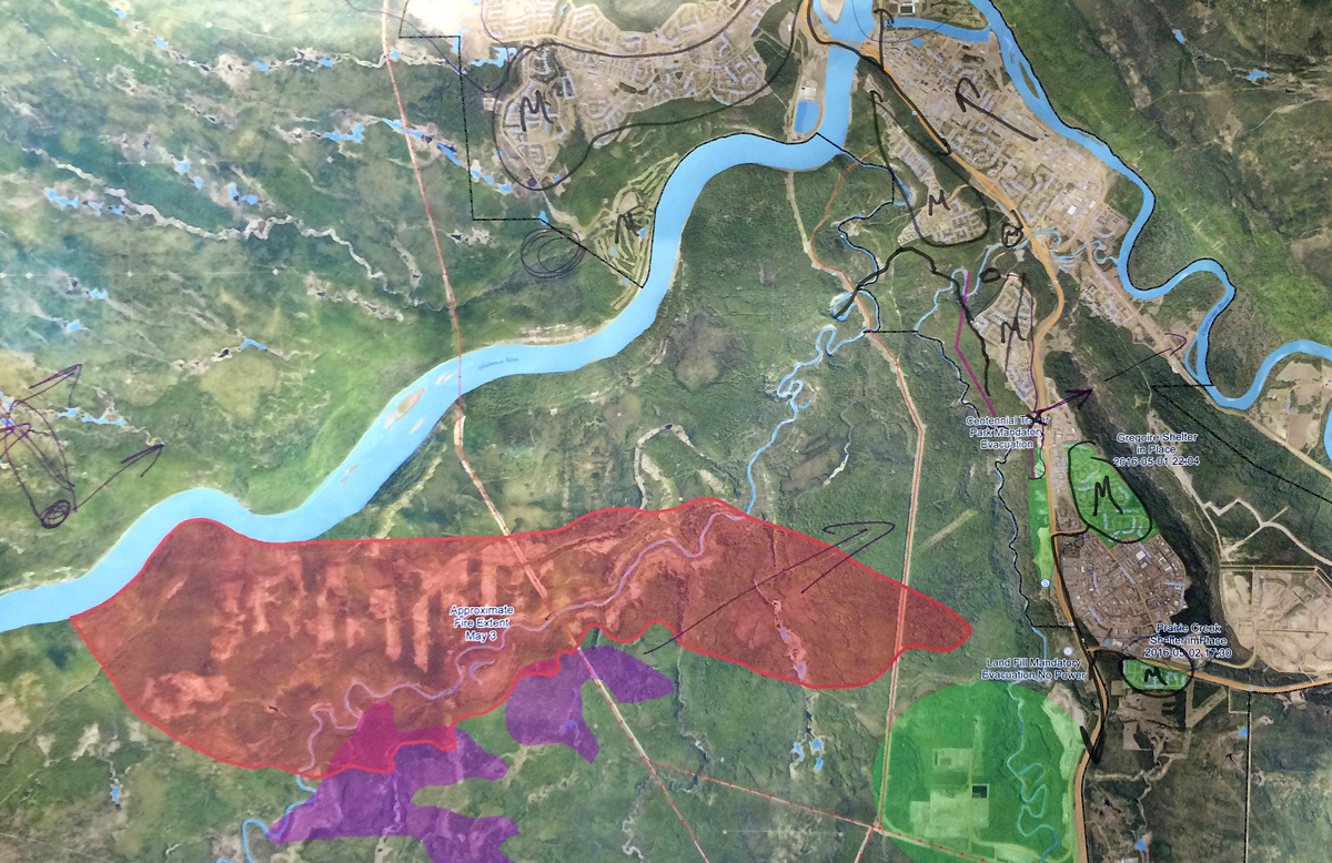 Darby Allen marked up this map of the areas affected by the wildfire on May 2. (Darby Allen)