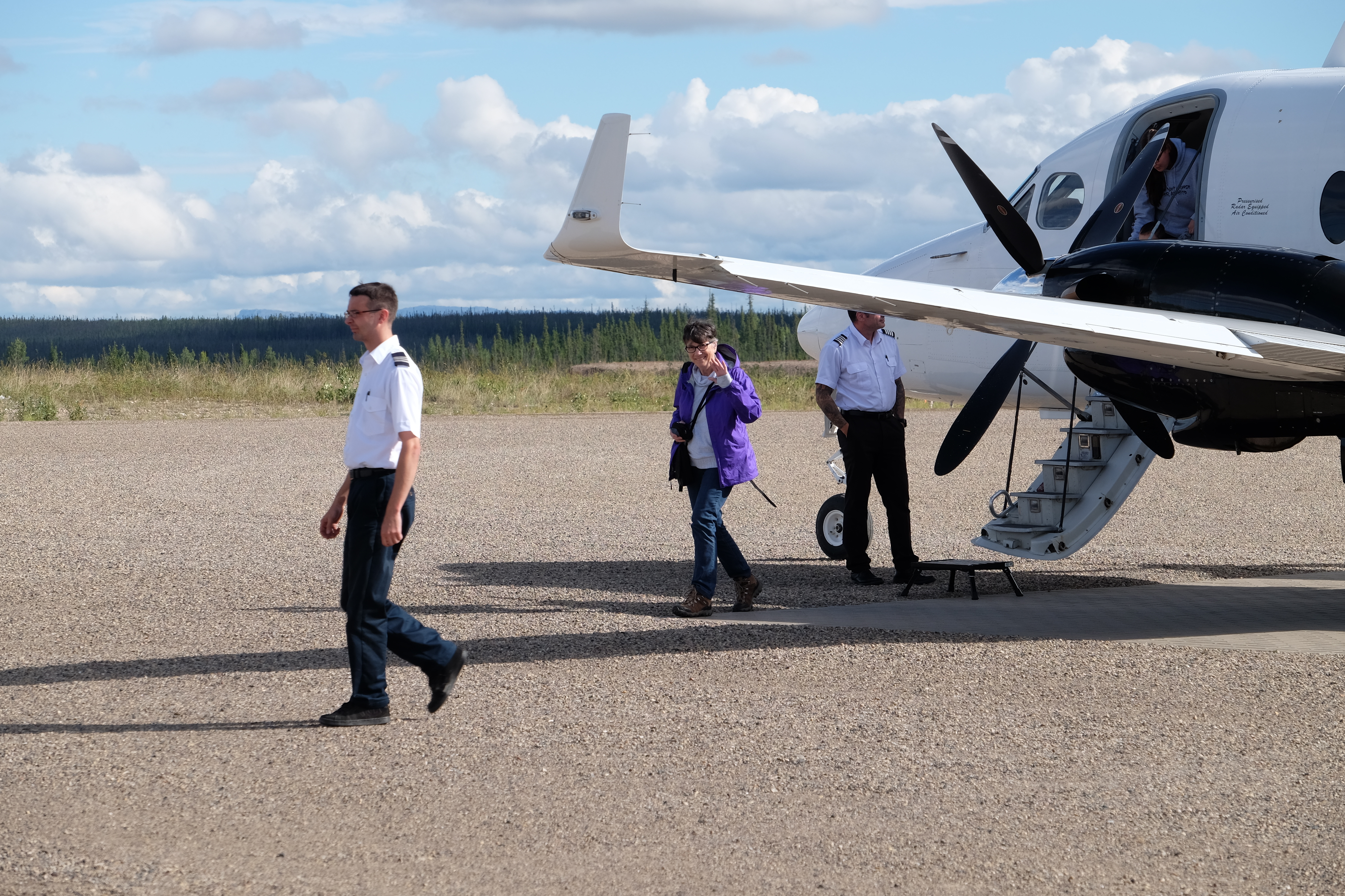 Margaret McLauchlan landed in Fort Good Hope on Aug. 7. She wanted to meet Pierrot in person. (Jamie Malbeuf/CBC)