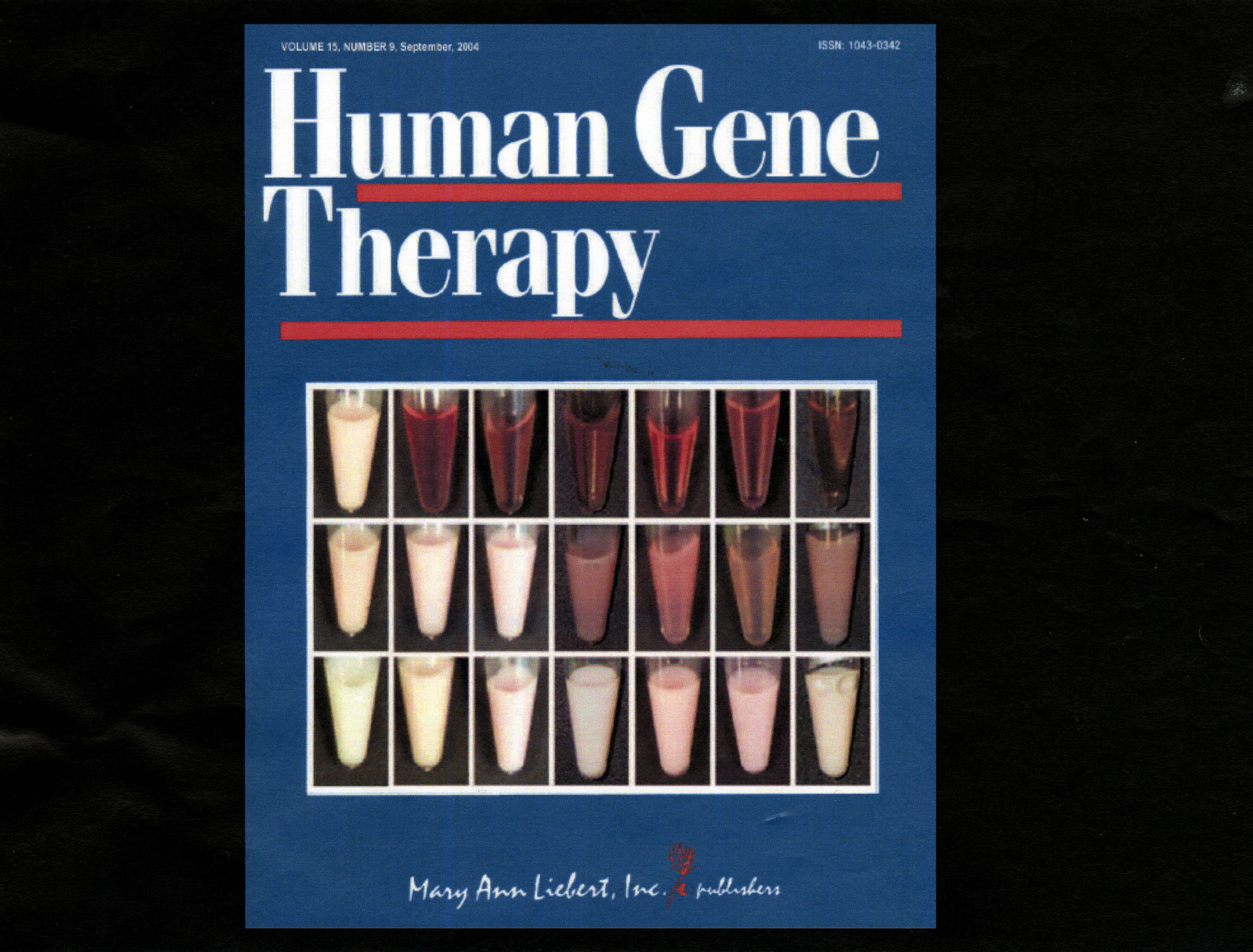 A look at the cover of the September 2004 edition of Human Gene Therapy showing the results of the test on mice in Vancouver. (Human Gene Therapy)