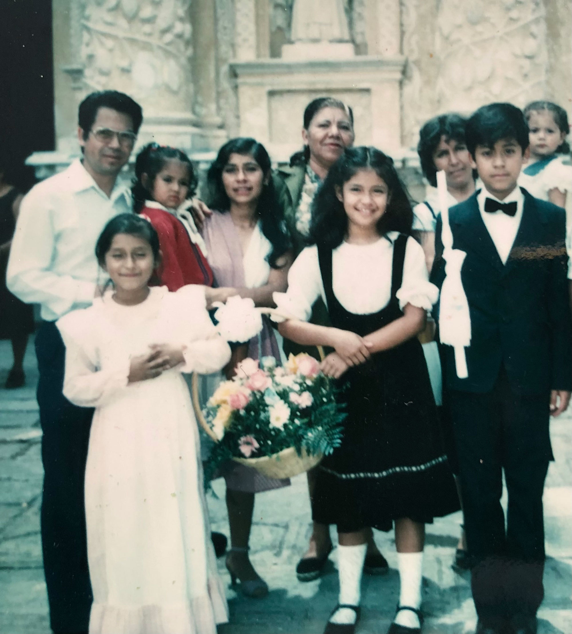 Dr. Orencio Sosa, left, with his wife, Consuelo, holding their youngest daughter with their three other children in the front row before his disappearance in 1983. (Submitted by Consuelo Pérez)