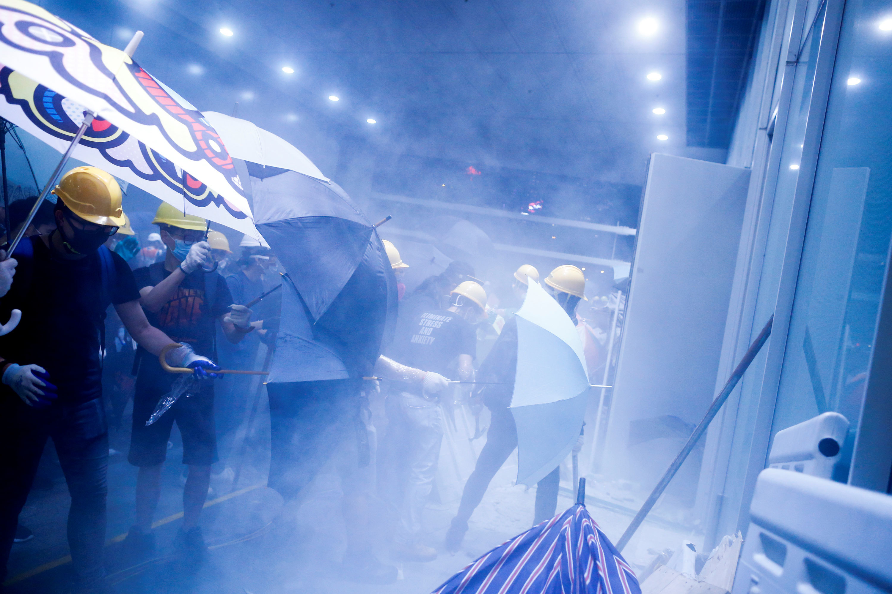 Protesters storm Hong Kong's Legislative Council building on July 1. (Thomas Peter/Reuters)