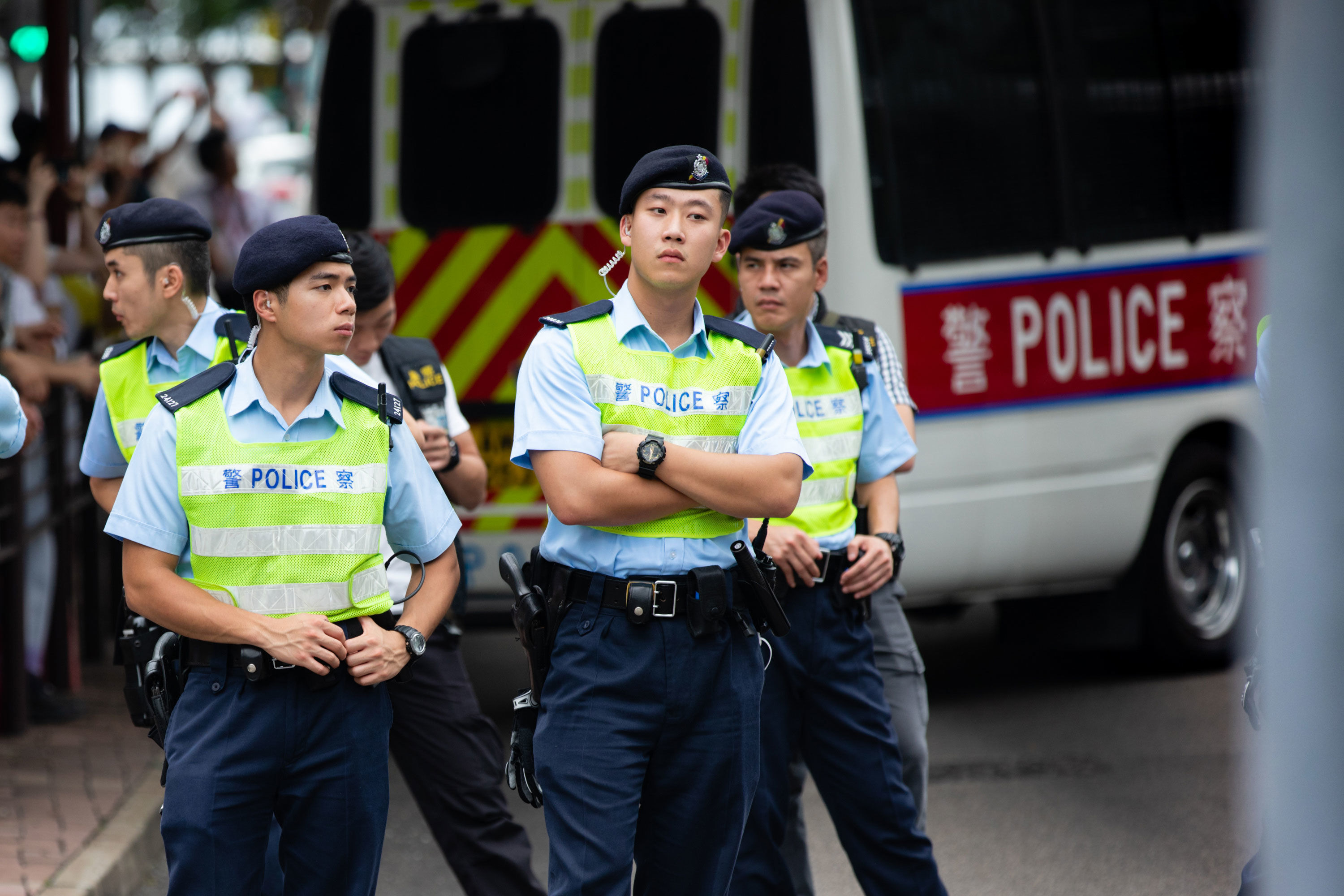 Hong Kong police officers have been jeered and criticized by protesters. (Saša Petricic/CBC)