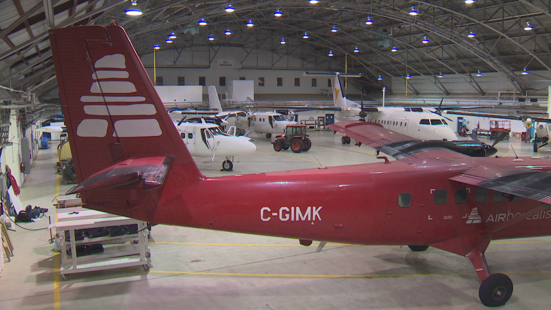 Inside the Air Borealis hangar, as planes are prepped for a day of flying. (Bruce Tilley/CBC)