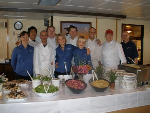 Svetlana Shabanova, far left, worked aboard the MV Lyubov Orlova for several seasons. (Jason Whittle)