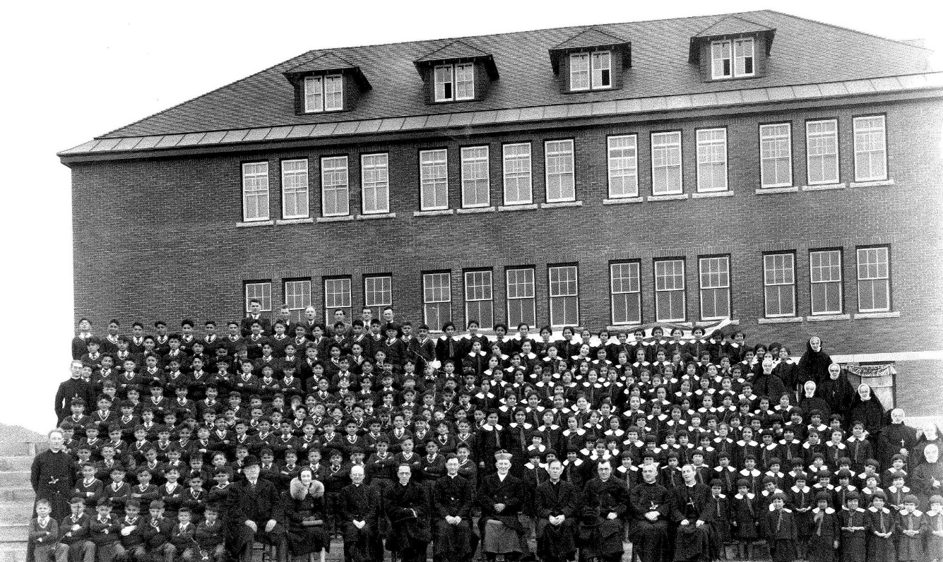 A photo from April 4, 1937, of students, administration and teaching staff at Kamloops residential school. The photo is from the Quebec archives of the Oblates of Mary Immaculate. (National Centre for Truth and Reconciliation)