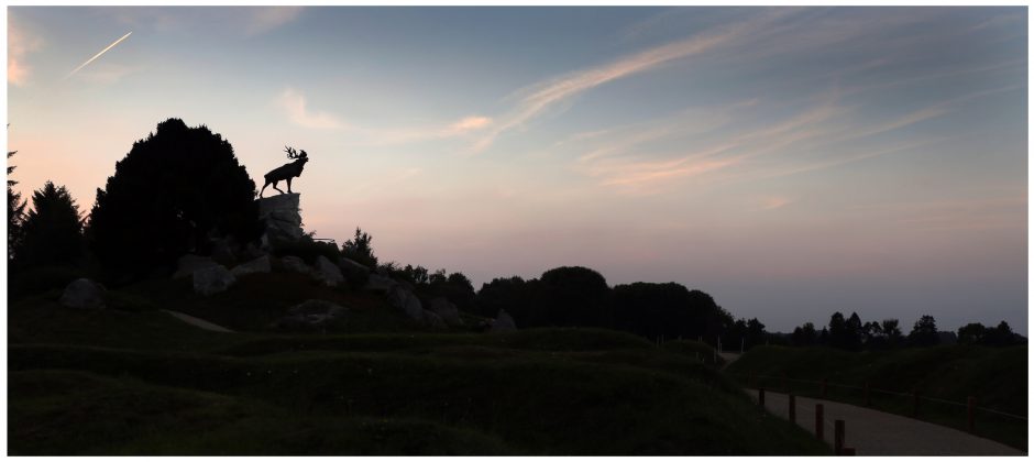 The silhouette of the Caribou in the Newfoundland Memorial Park, Beaumont-Hamel, France.  Photo by Paul Daly