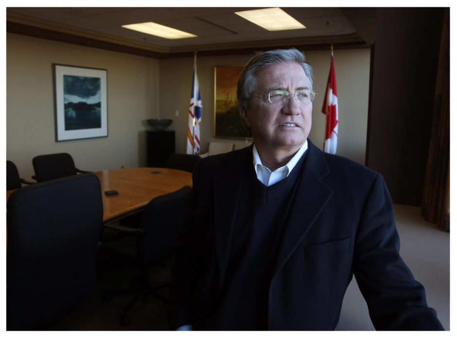 Former Premier Danny Williams stands in his office at the Confederation Building in St. John's, on November 26, 2010, one day after announcing his resignation as premier of Newfoundland and Labrador.