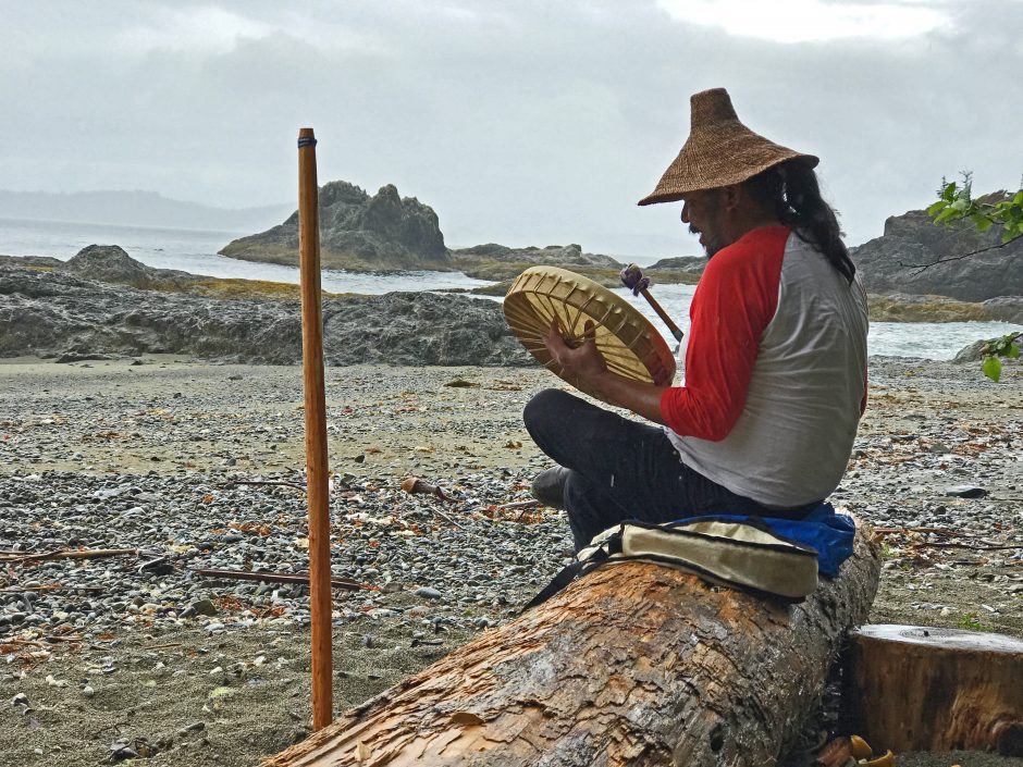 Wisqii (Robert Dennis Jr.) says tours of the Kiix̣in ancient village site are helping to revive the Huu-ay-aht tradition of storytelling. (Megan Thomas/CBC)