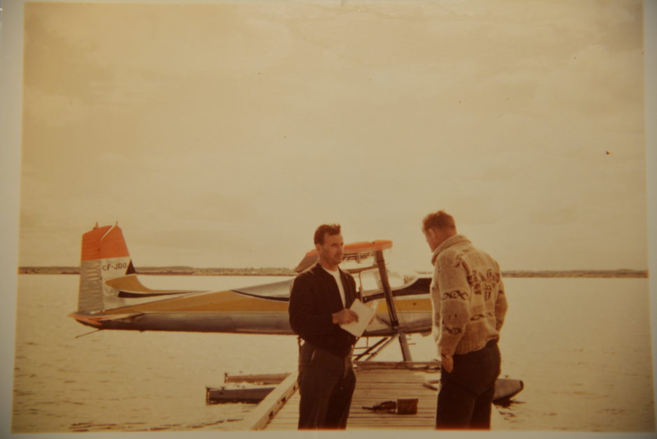 Pilot Ray Gran stands by the Cessna 180 with his brother Maurice Gran. Photo taken Aug. 10, 1959, 10 days before the crash. (Submitted by Donald Kapusta)