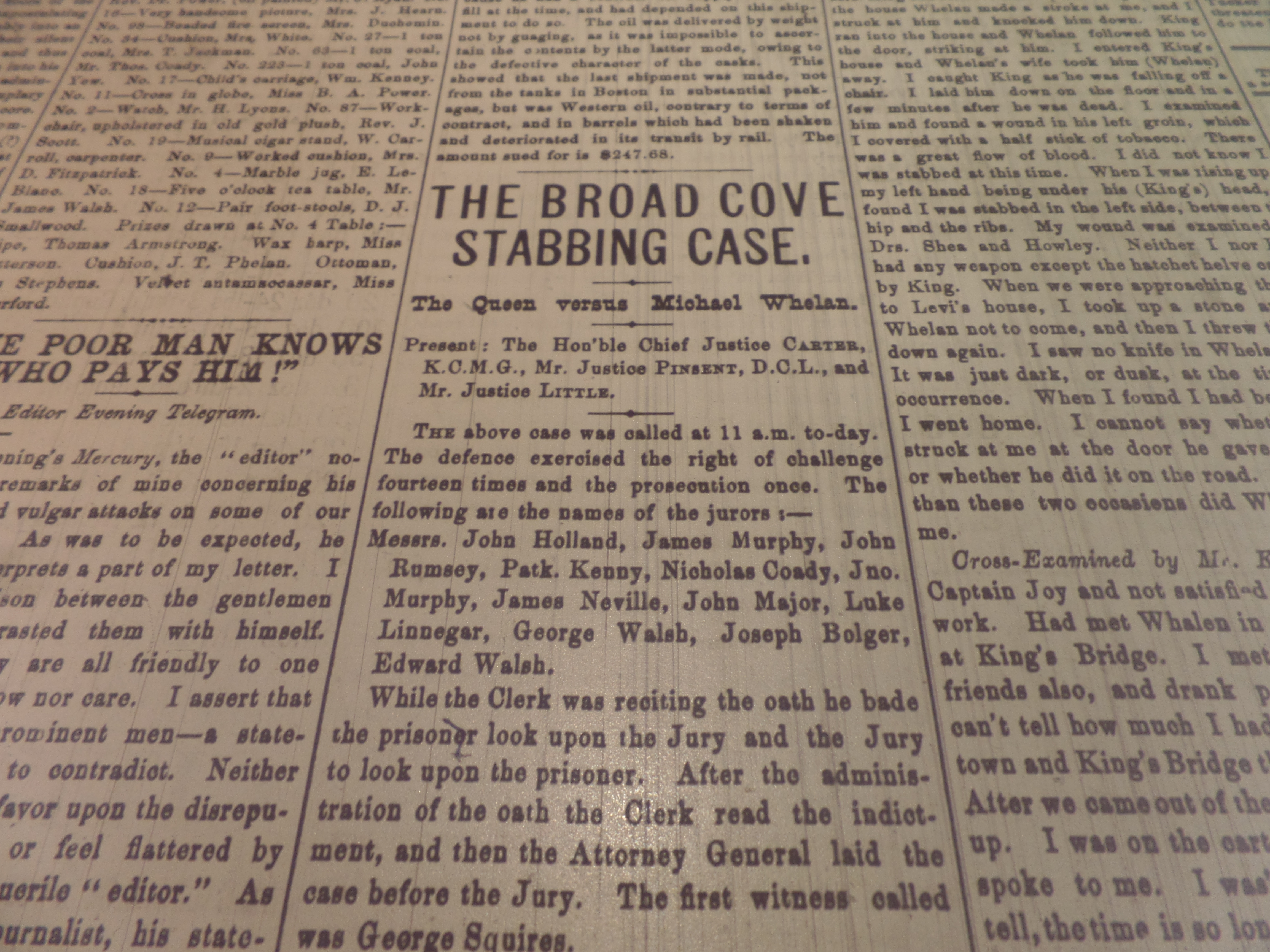 An article about the murder was published in The Evening Telegram in 1883. (CBC)