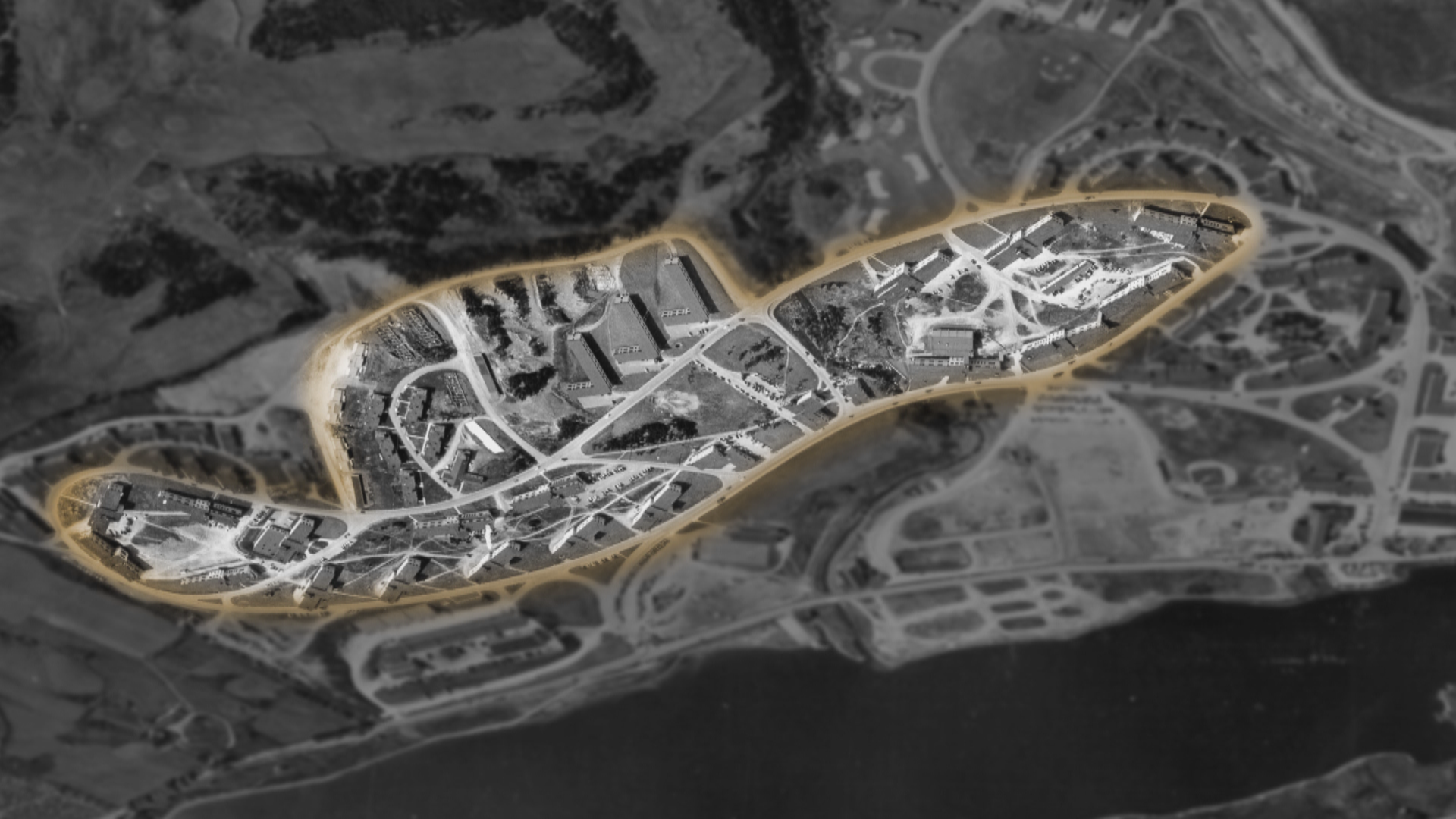 The Fort Pepperrell base at Quidi Vidi Lake, highlighted to show its distinct design. (MUN Maritime History Archive)