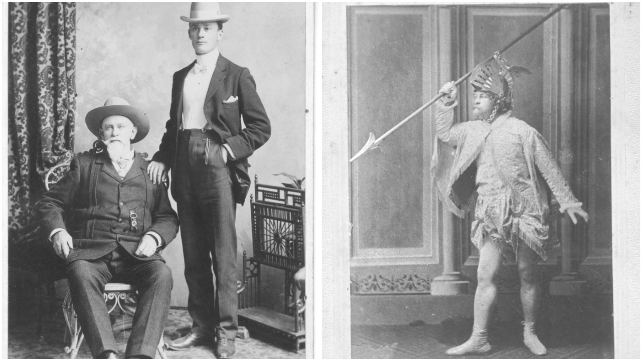 Professor Charles Danielle (left, seated), who also liked to dress up in costumes (right) in the 1800s. (MUN Archives / MUN Special Collections)