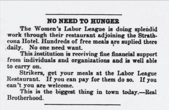 An ad promotes the Labour Café in the Western Labour News. (Archives of Manitoba)