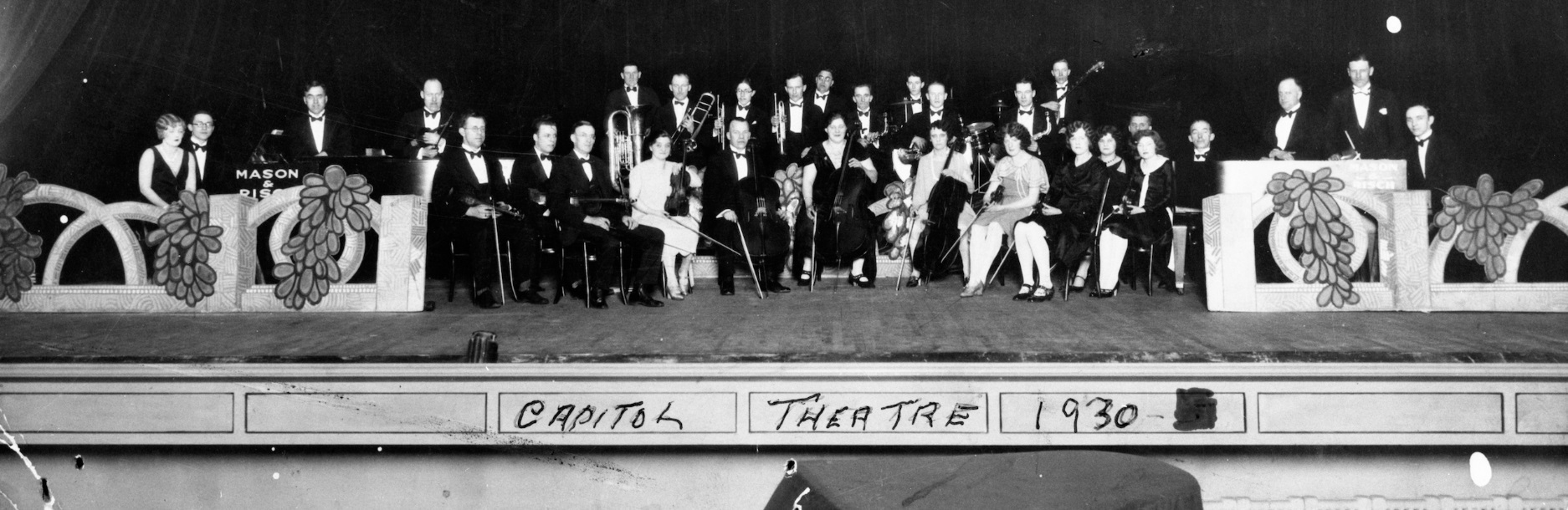 The popular Quaker Oats Orchestra concerts, broadcast live over the radio from the Capitol, began in about 1933. (Saskatoon Public Library Local History Room; item PH-88-590) 