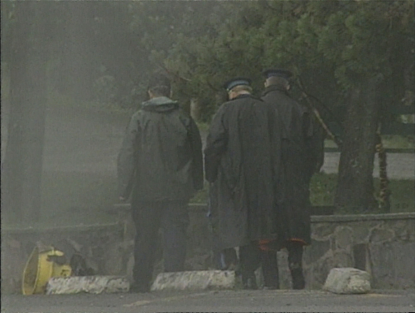 Police survey the scene of the bombing in Point Pleasant Park in Halifax. (CBC)