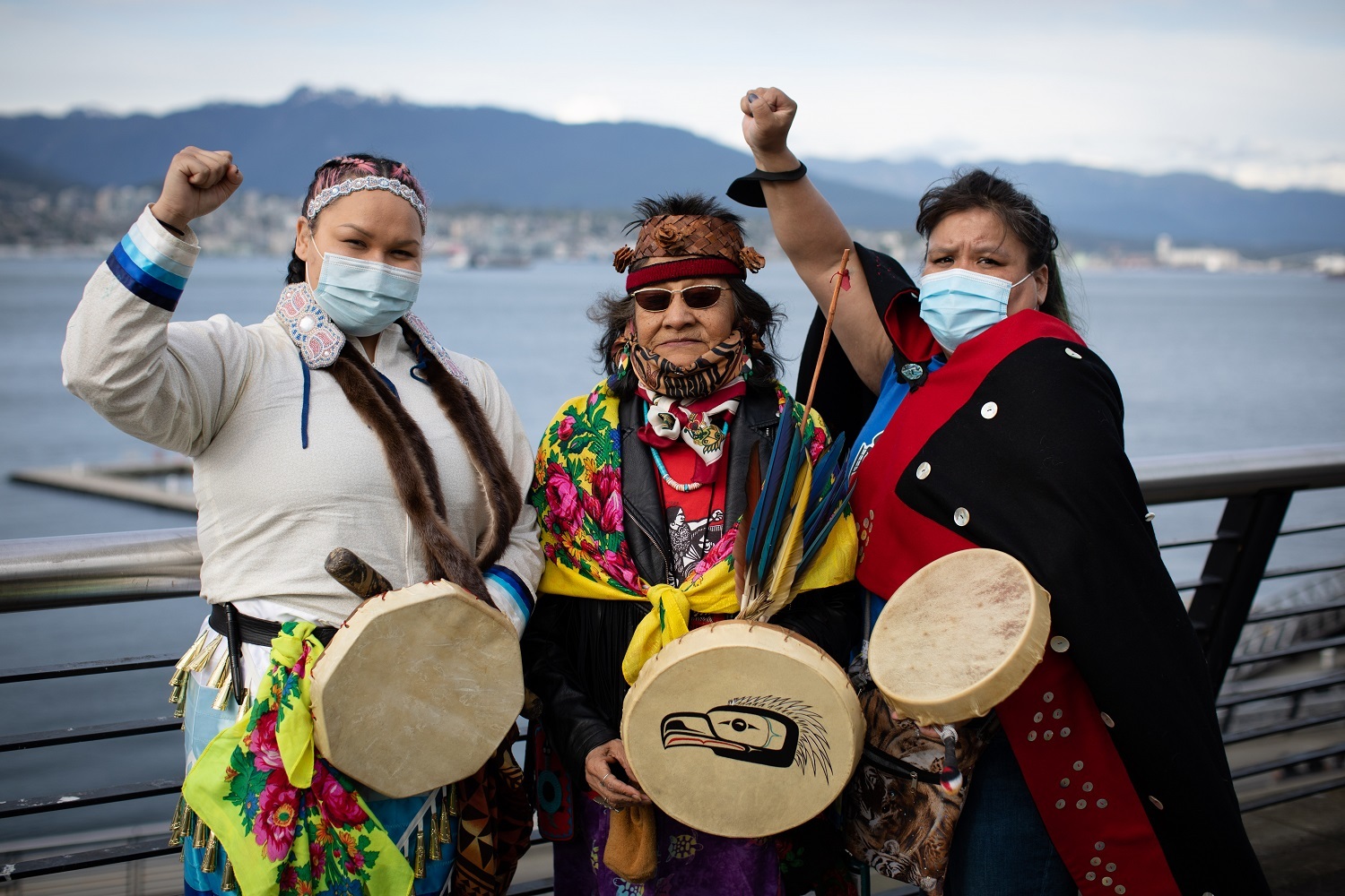 “All lives don’t matter until Black Lives Matter and this needs to end the police brutality against black people, Indigenous people, brown people, and Asian people.” - Laurie Meanwell. Left to right: Helen Tommy, Vivian Rose Samby, and Laurie Meanwell 