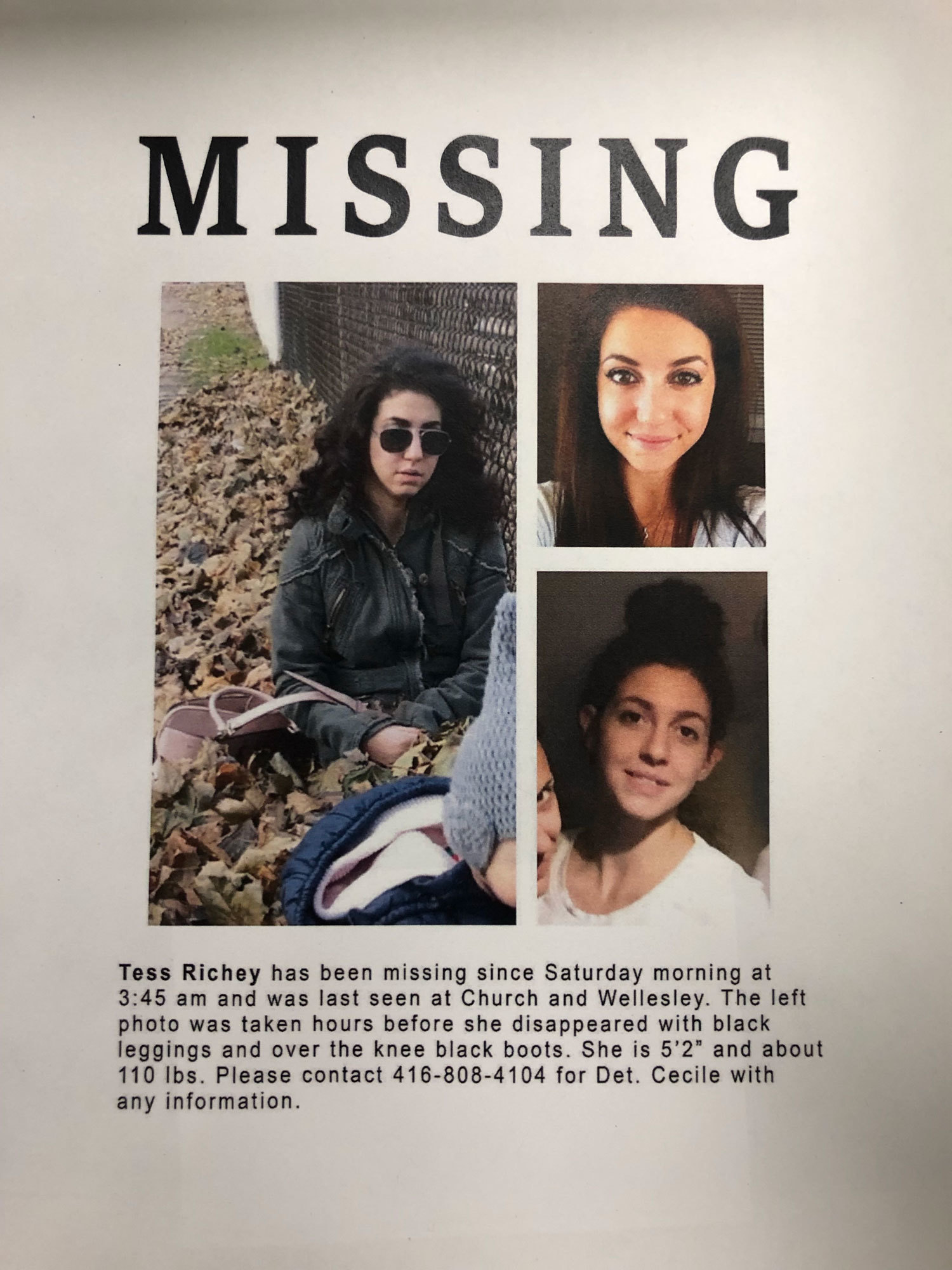 Richey's family distributed these posters in an effort to find her. (Court exhibit)