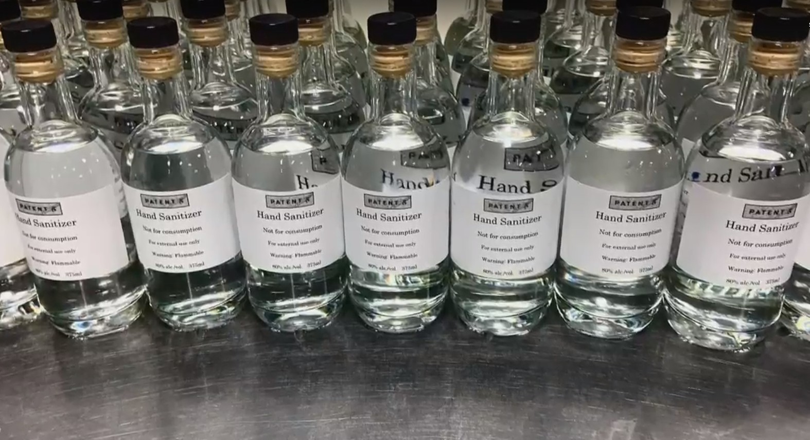 Bottles of hand sanitizer produced at Patent 5 Distillery (CBC)