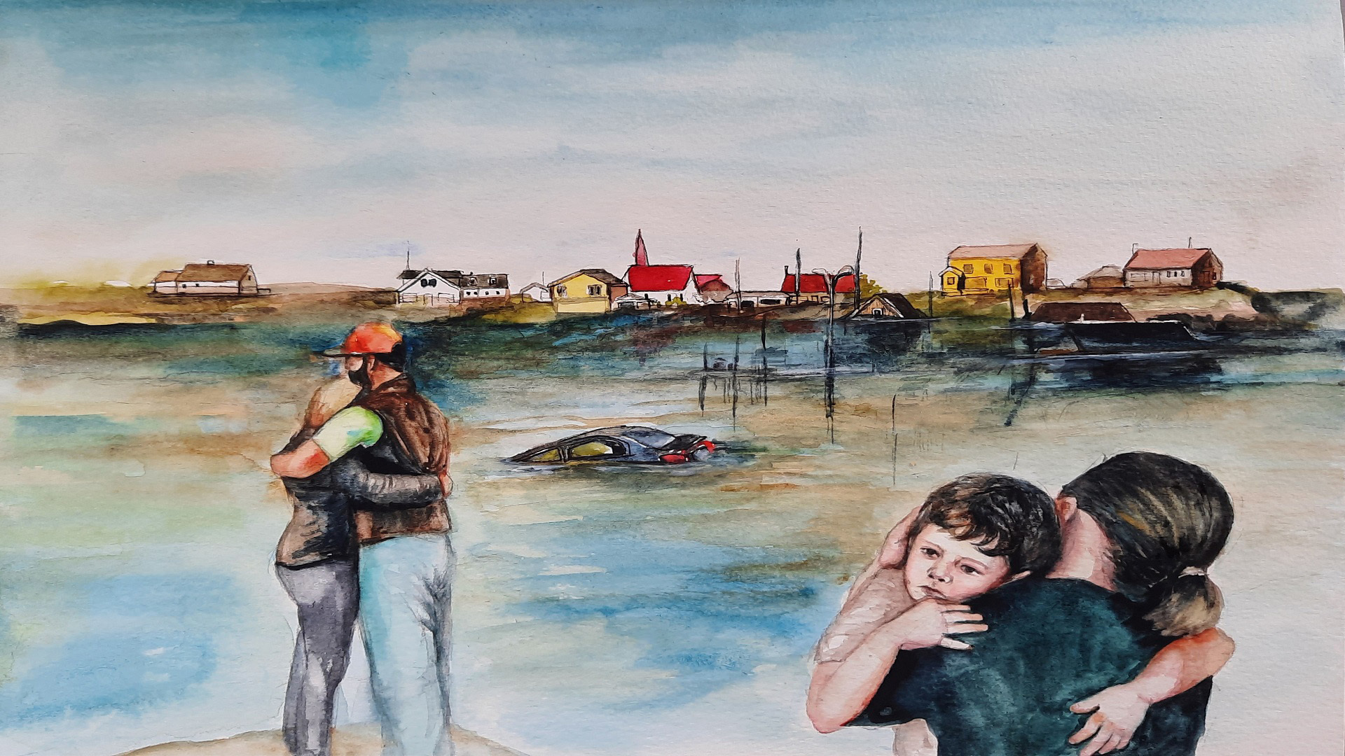 Artist Ji Hyang Ryu imagines what the future could look like with sea level rise. 'We have to get educated, otherwise our kids and their kids ... will face the consequences.' (Ji Hyang Ryu for CBC)