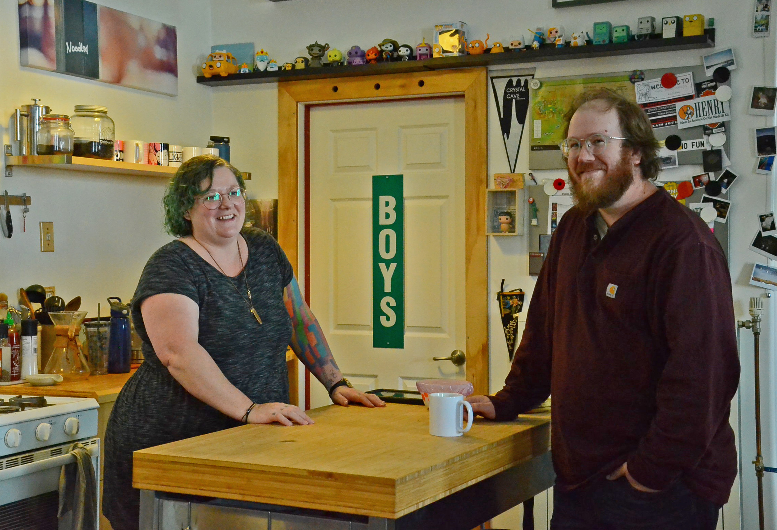 There was no room for a kitchen table in the Rosefield church, so the Proudloves bought an island from Ikea. (Bridget Yard/CBC)