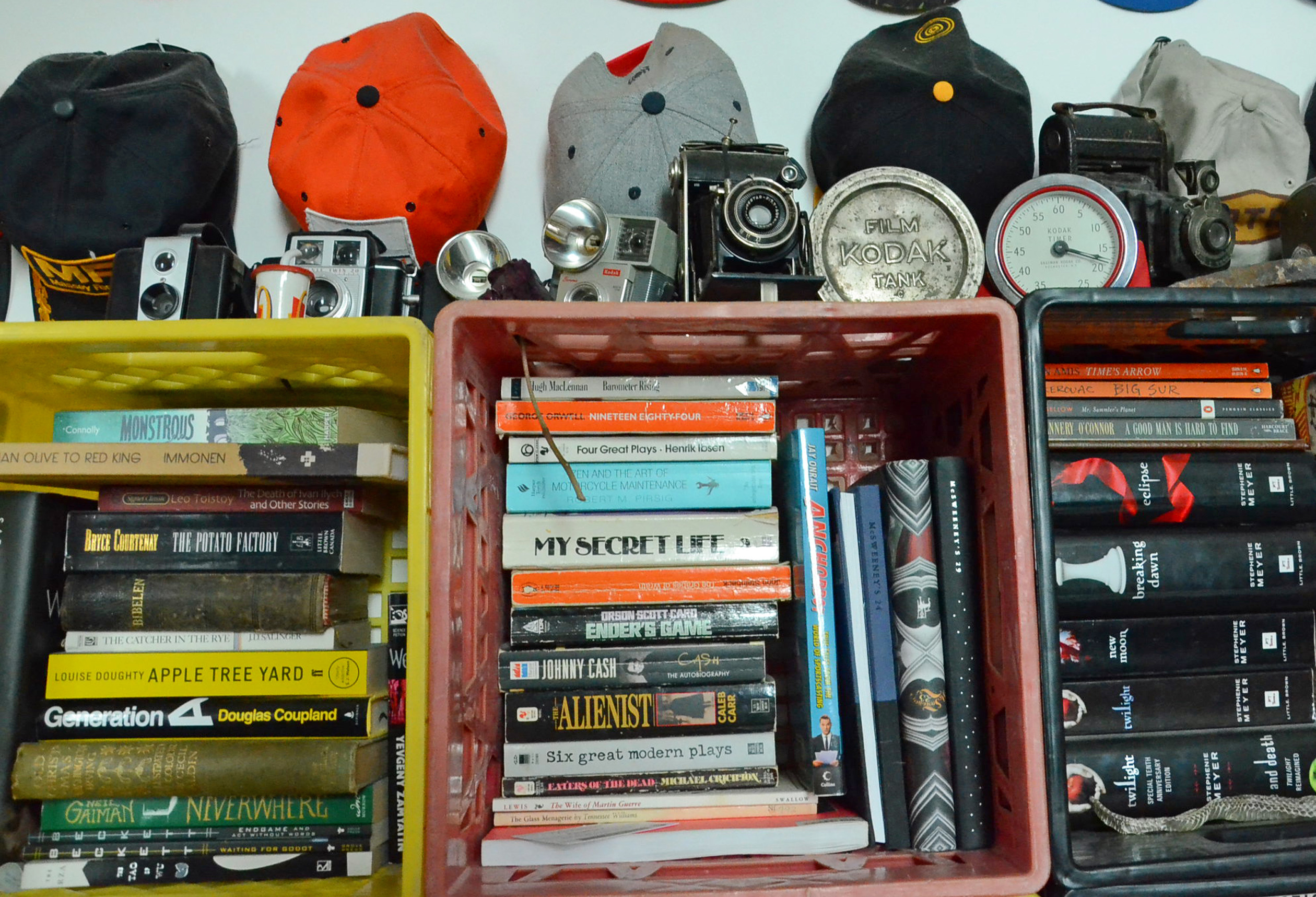 There's no storage in the tiny church, so all the Proudloves' collections are on display. (Bridget Yard/CBC)