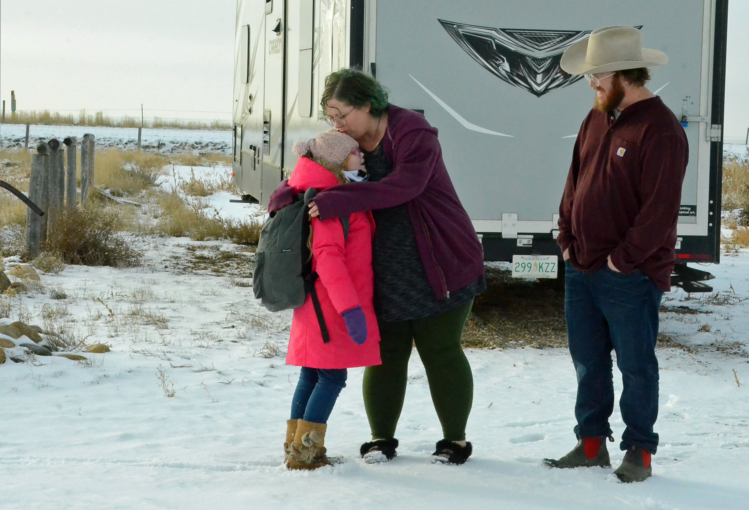 Brad and Colleen are always around to welcome their daughter, Neko, home from school. (Bridget Yard/CBC)