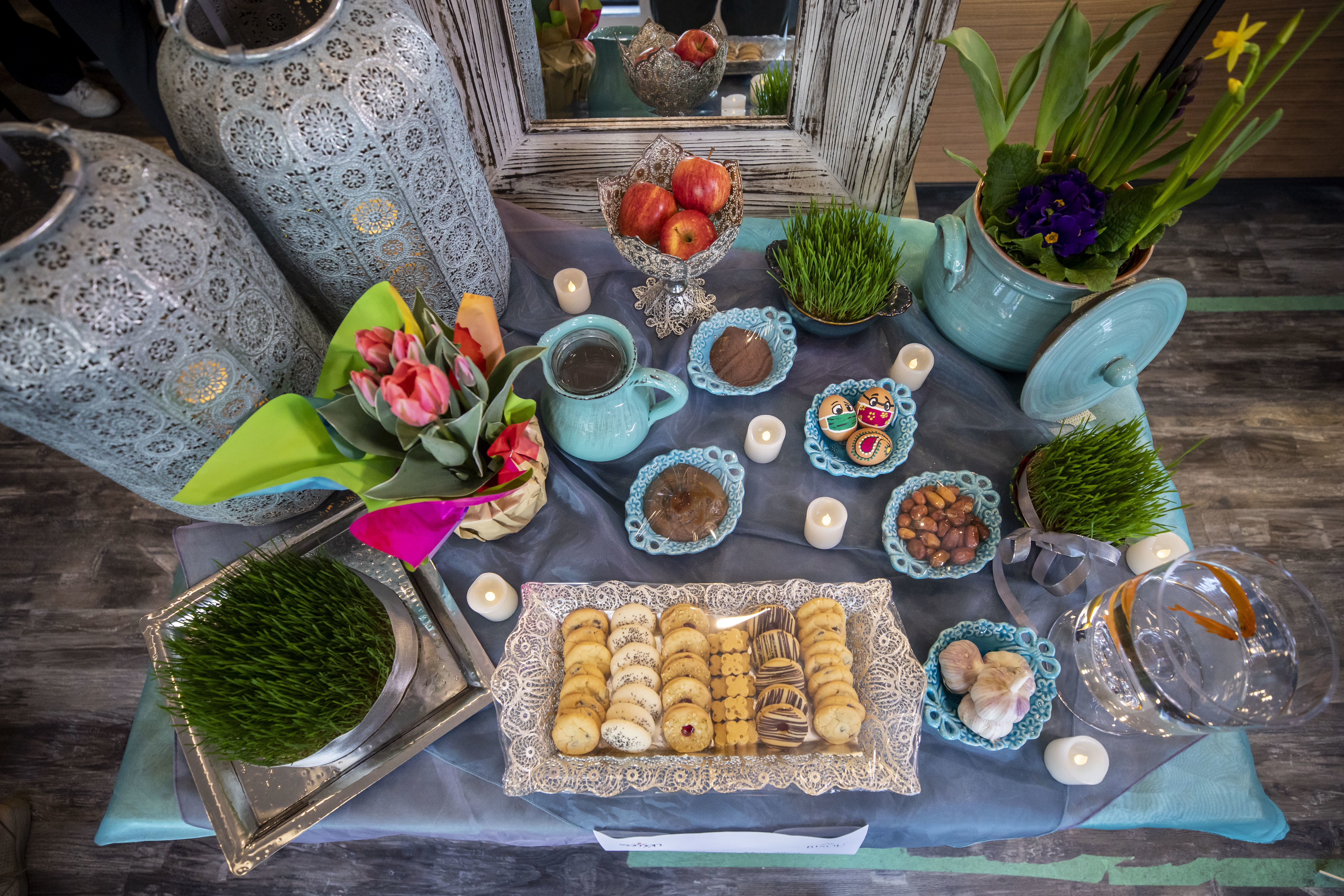 Some of the items that typically grace a haft-sin table at Nowruz. (Ben Nelms/CBC)