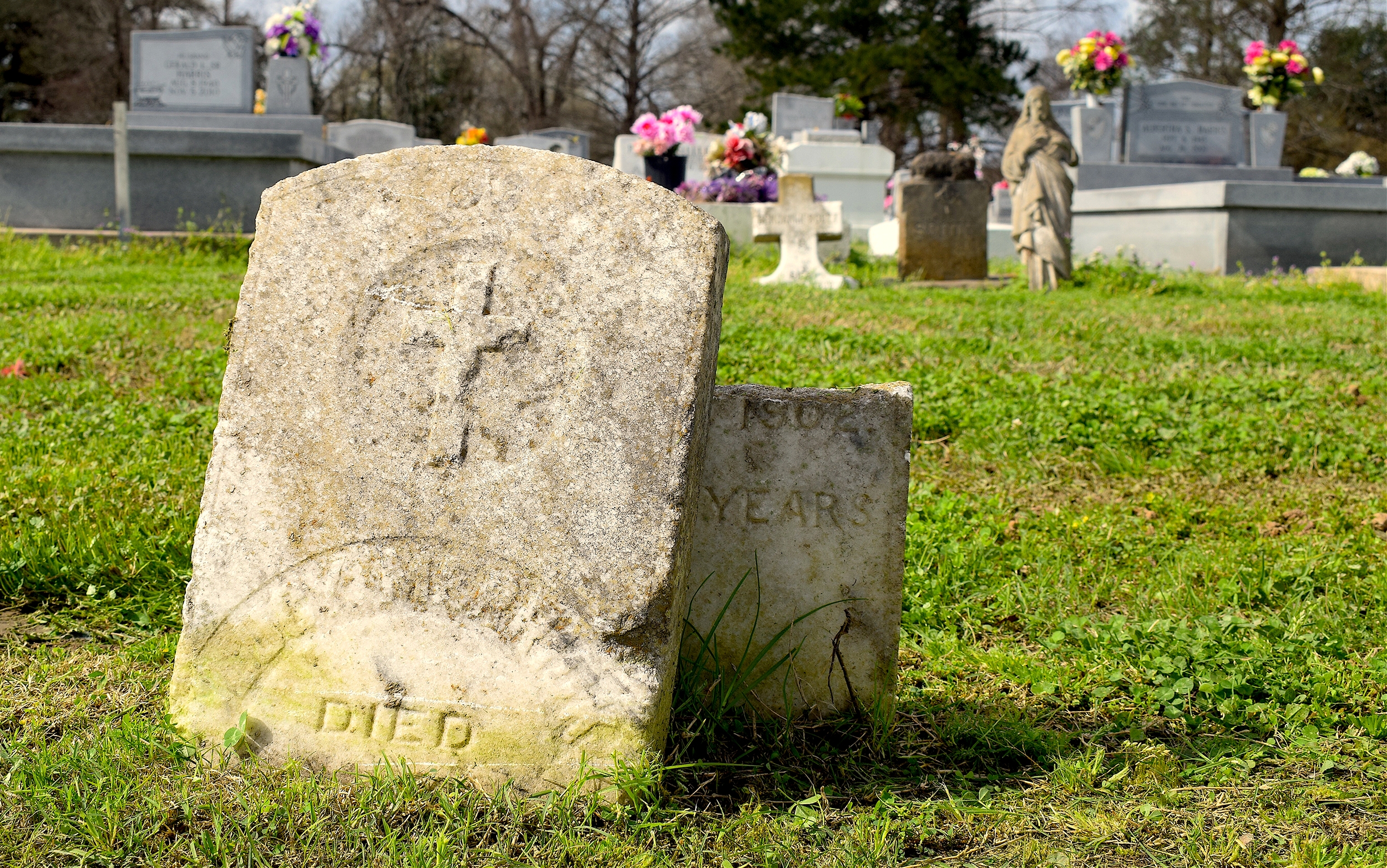 Tombstones found in the Maringouin cemetery. (Ellen Mauro/CBC)