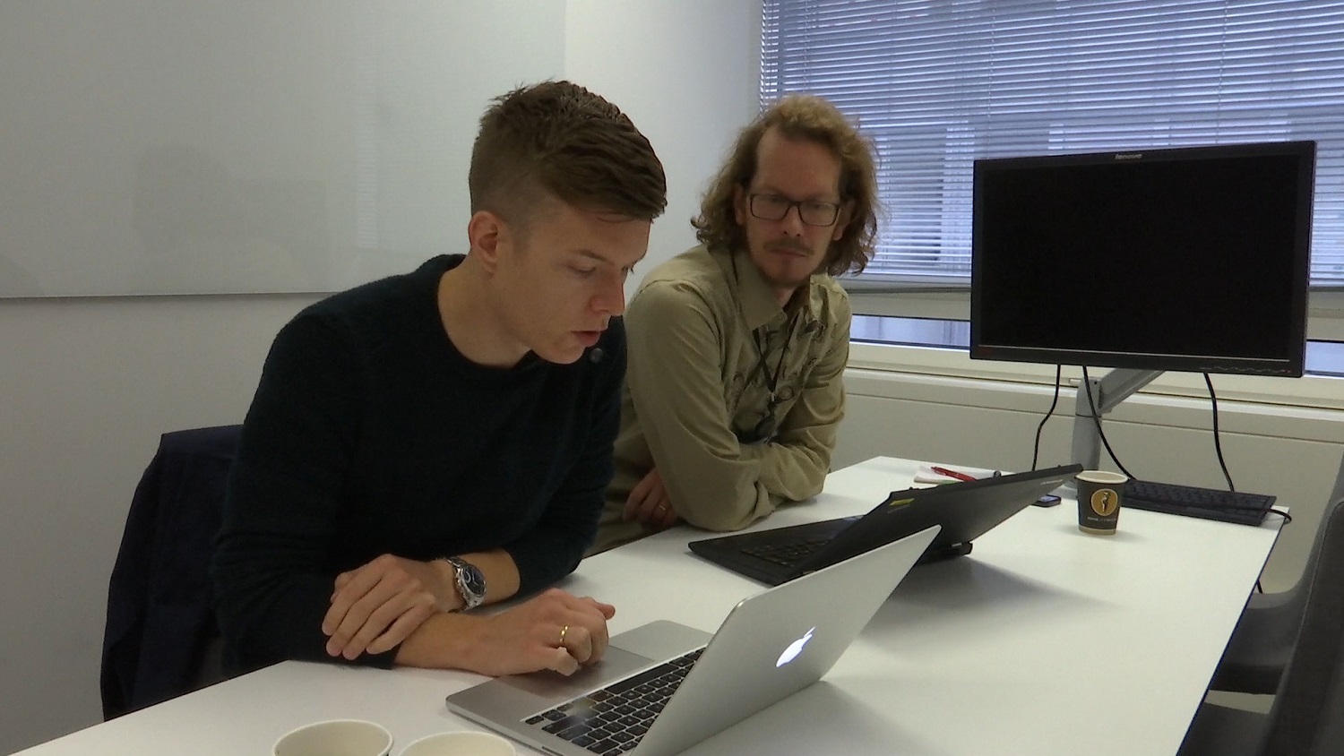 Having previously focused on illicit activity on the worldwide web, Oslo-based journalist Håkon Høydal, right, and computer expert Einar Stangvik, left, knew there was much more to be found on the dark web. (Natalie Remøe-Hansen/VG)