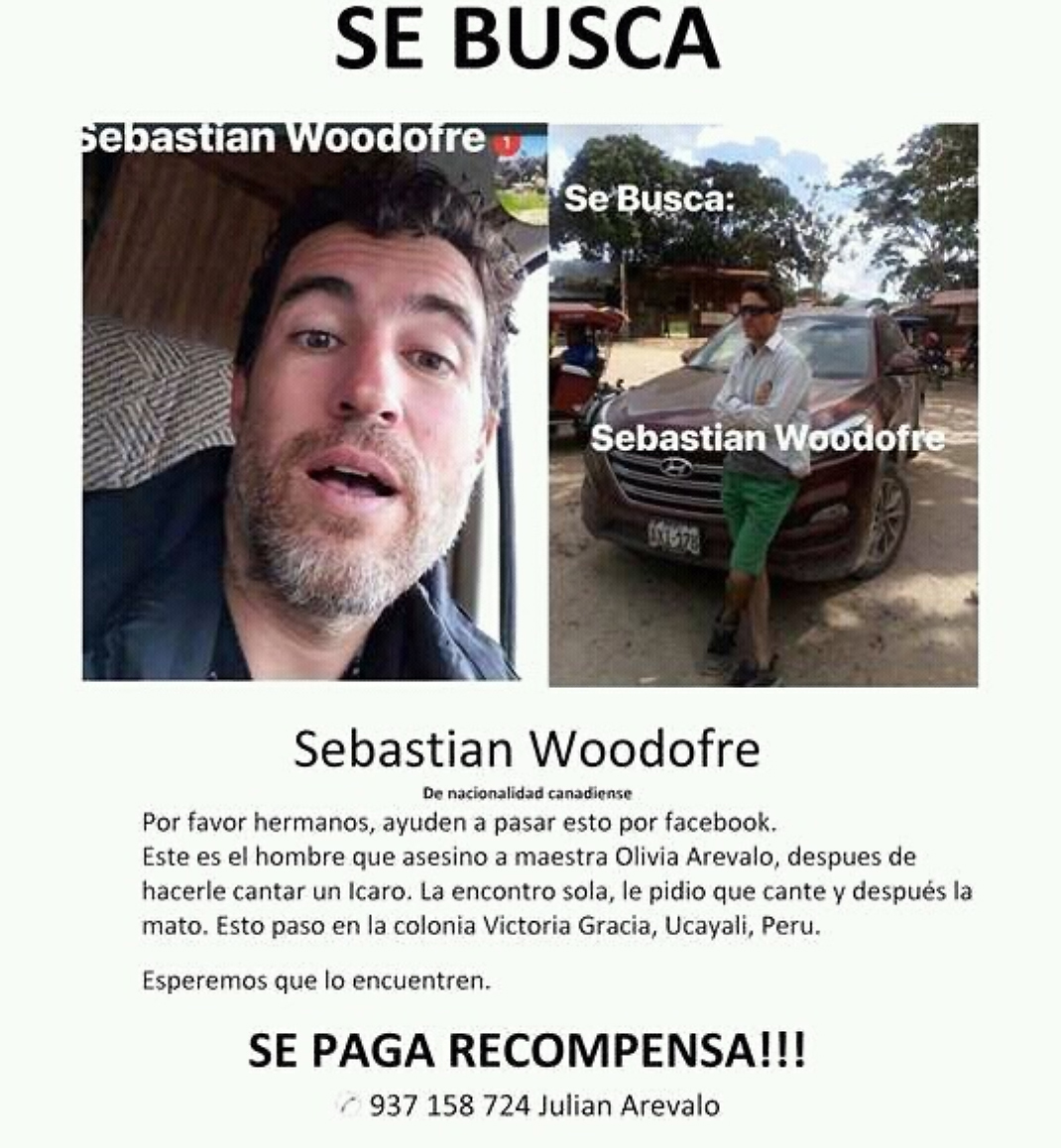 This poster offering a reward for Woodroffe's capture was circulated online in the hours after Olivia Arevalo's death. (Facebook)